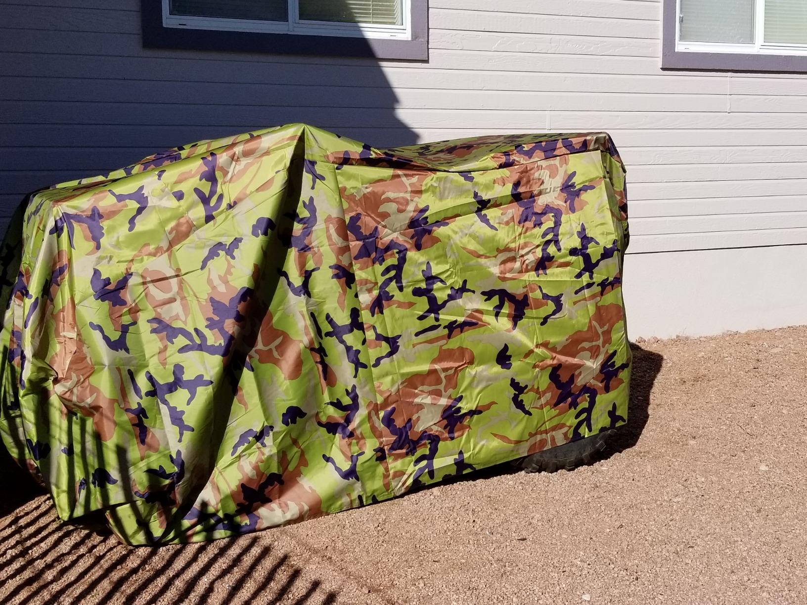 XYZCTEM Waterproof ATV Cover, Heavy Duty Meterial Protects 4 Wheeler from Snow Rain or Sun, Large Size Universal Fits up to 82 Inch Most Quads, Elastic Bottom Trailerable at High Speeds (Camo) customer photo 1