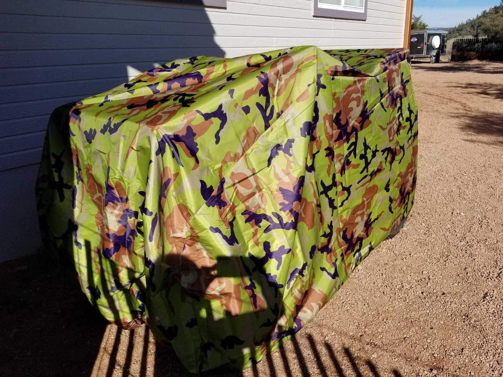 XYZCTEM Waterproof ATV Cover, Heavy Duty Meterial Protects 4 Wheeler from Snow Rain or Sun, Large Size Universal Fits up to 82 Inch Most Quads, Elastic Bottom Trailerable at High Speeds (Camo) customer photo 2