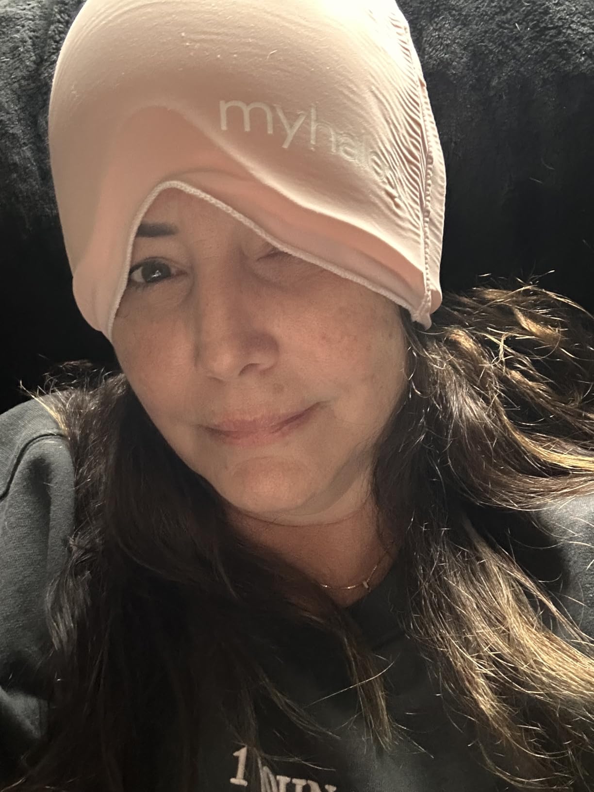 MyHalos® Migraine Relief Cap, 30% Thicker, 2X More Cooling Gel - Stays Colder for Longer, Ice Hat, Ice Pack Head Wrap, Cold Headaches & Migraine Mask - Tension Headache Relief Cap (Gray) FSA|HSA Eligible customer photo 2