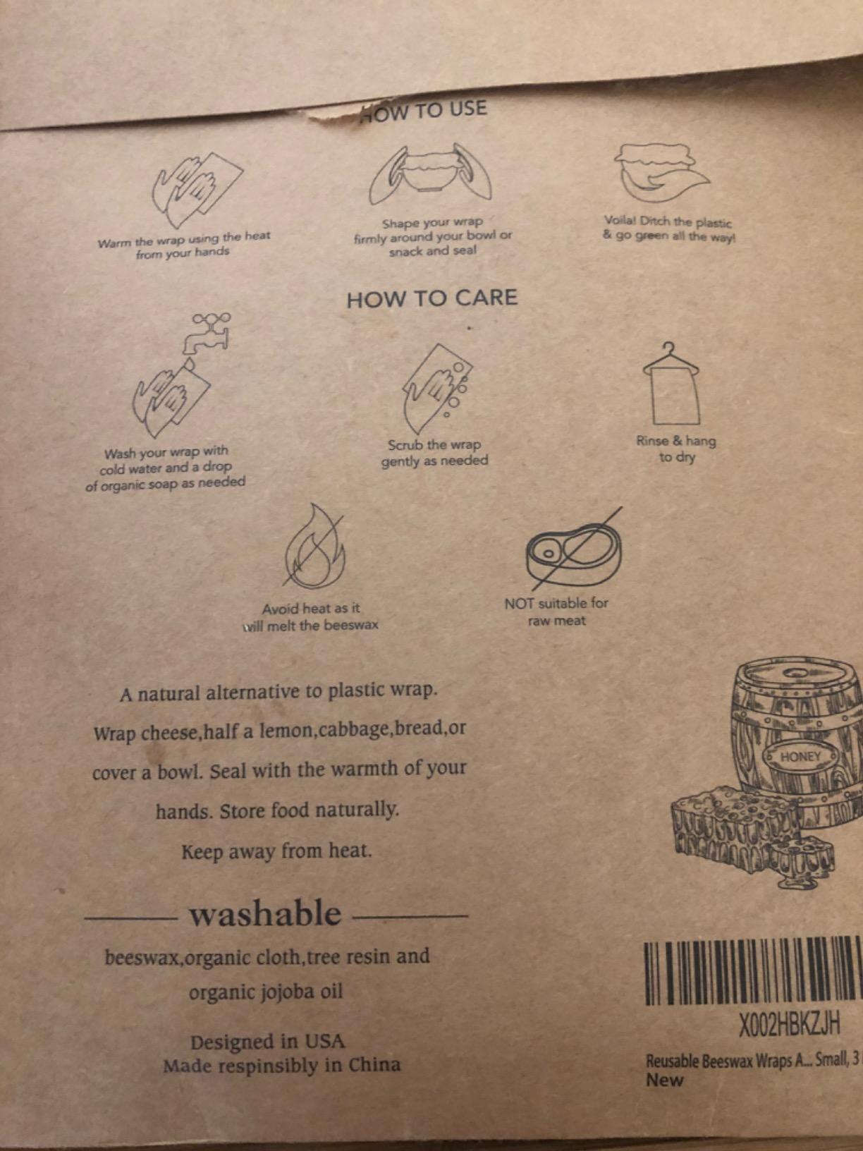 Akeeko Reusable Beeswax Food Wraps - Assorted 9 Packs, Reusable, Plastic-Free Food Storage, 5 Small, 2 Medium, 1 Large, 1 Extra Large Wraps with Plants and Boho Birds Pattern customer photo 1