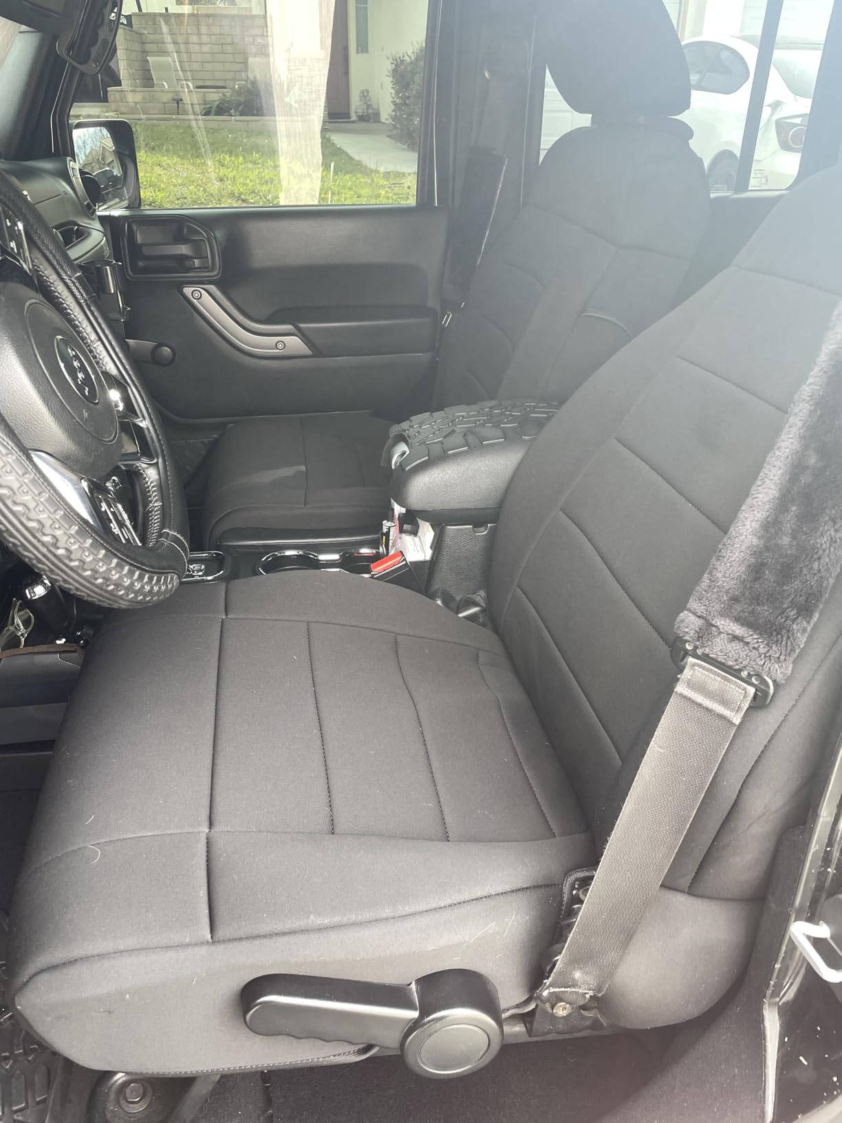 Diver Down Neoprene Seat Cover Set - Fits Jeep JK 2007-2018 Wrangler - Front and Back Seat Set - Waterproof Custom Fit Seat Covers - Soft Padded Thermal Resistant Cushion - (Black, 4DR, 07) customer photo 1