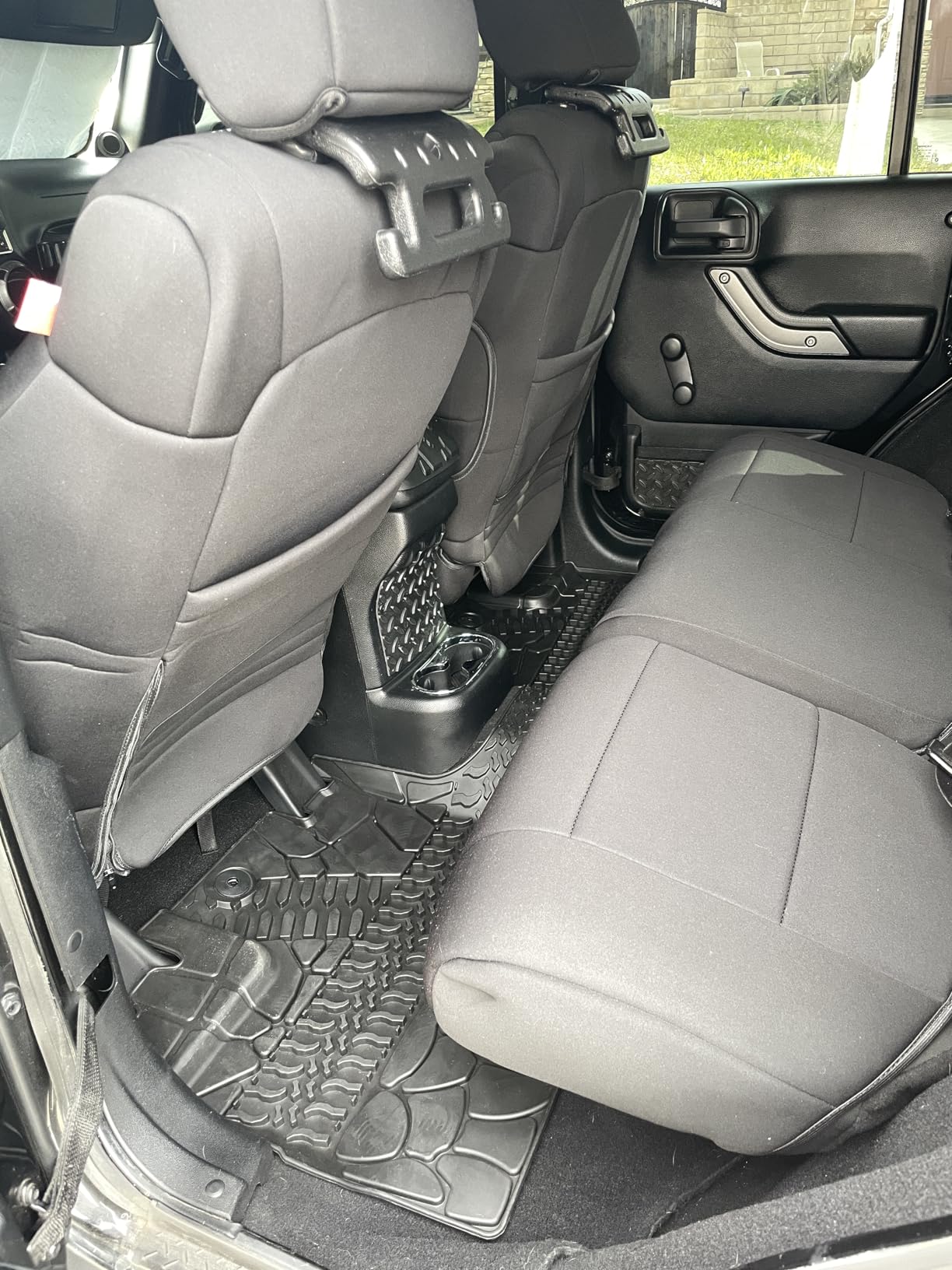 Diver Down Neoprene Seat Cover Set - Fits Jeep JK 2007-2018 Wrangler - Front and Back Seat Set - Waterproof Custom Fit Seat Covers - Soft Padded Thermal Resistant Cushion - (Black, 4DR, 07) customer photo 2