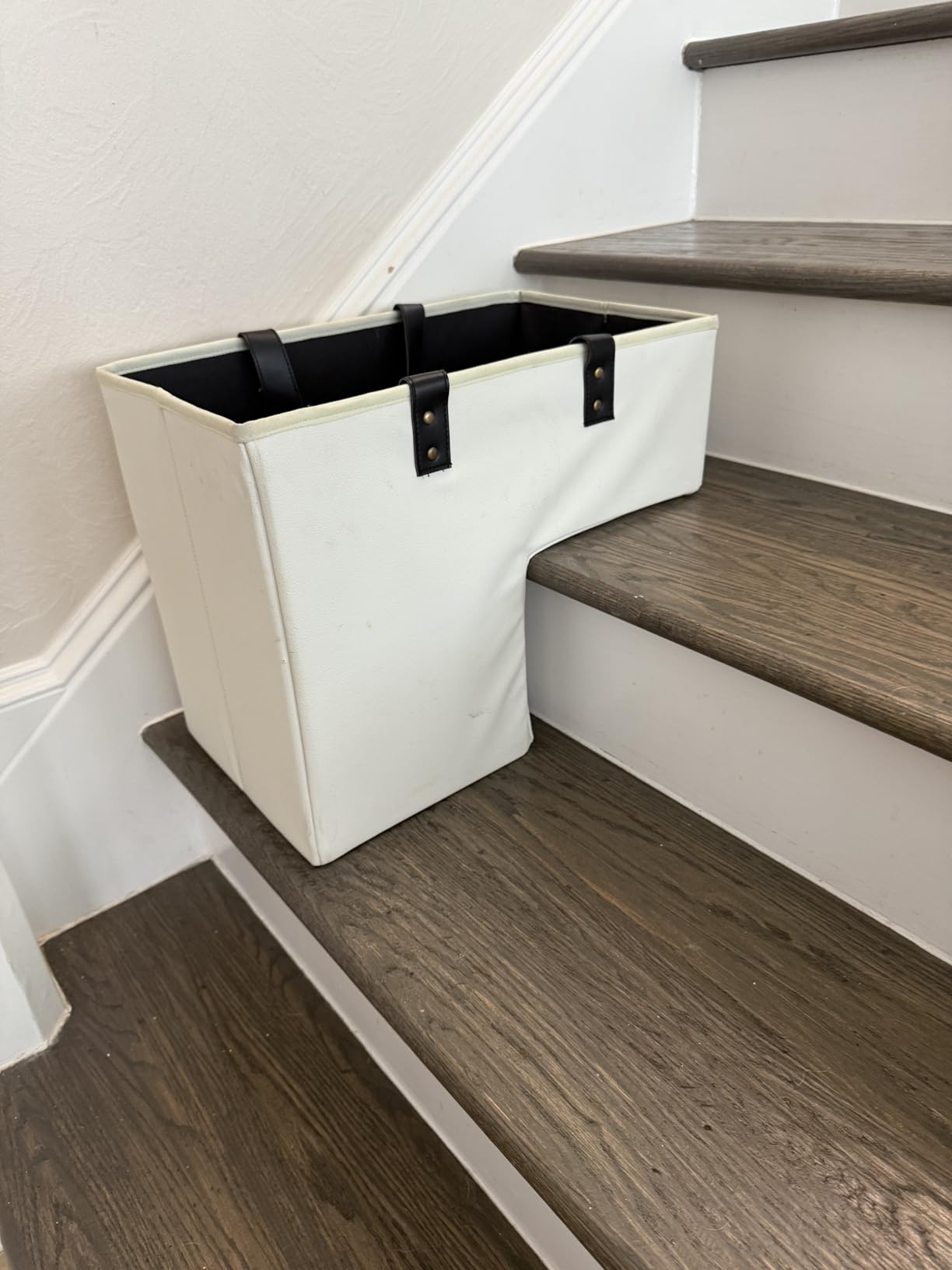 SAM AND MABEL Stair Baskets for Carpeted and Wooden Stairs - Foldable Staircase Basket with Handles, Stairstep Storage Organizer customer photo 1