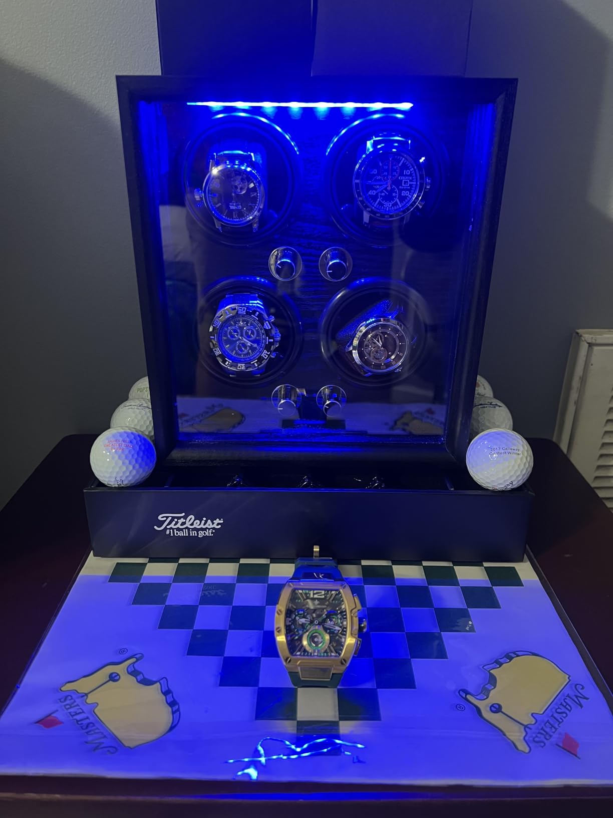 Oryx Watch Winder for 4 Automatic Watches, Rotating Watch Box 5 Rotation Modes Setting Display Case with LED Light, AC/USB Powered Super Quiet Mabuchi Motor customer photo 1