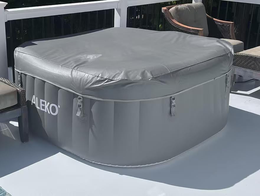 ALEKO Inflatable Hot Tub Spa | Personal High Powered Jetted Bubble | with Fitted Cover and 3 Filters | 160 Gallon | 4 Person Square | Black and White | HTISQ4BKWH customer photo 1