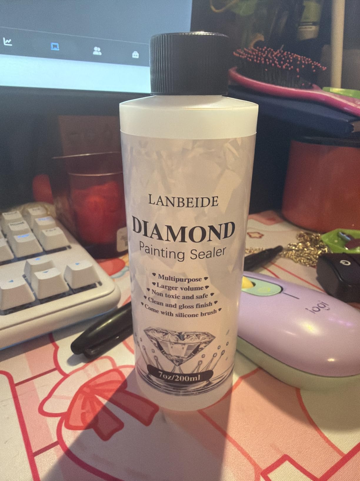 LANBEIDE 200ML Diamond Painting Sealer with Silicone Brush, Updated 5D Diamond Painting Glue Sealer Permanent Hold & Shine Effect Conserver for Diamond Painting and Jigsaw Puzzles (7 OZ) customer photo 2