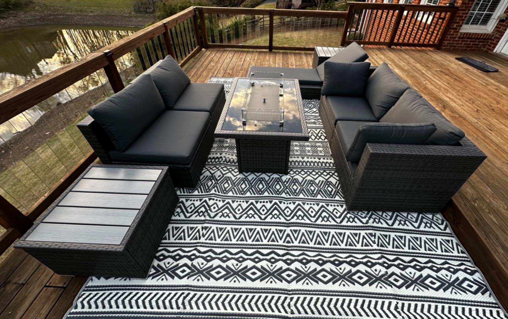 NICESOUL 11 Piece Extra Large Outdoor Furniture Sofa Set, Deep Wide PE Wicker Patio Modular Sectional with Side Tables, 29.3'' High Back Modern Luxury All-Weather Rattan Conversation for Outside, Gray customer photo 2