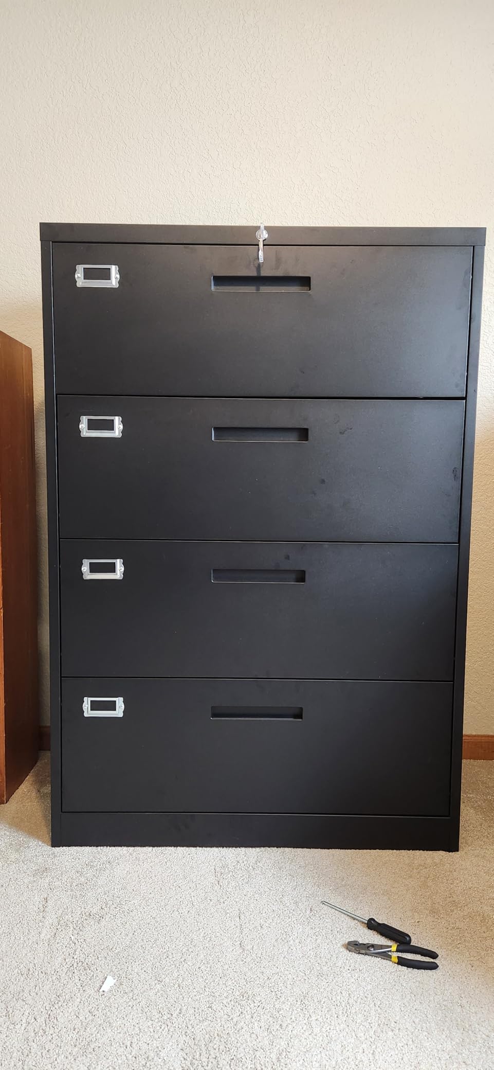 Letaya Lateral 3 Drawer File Cabinets with Lock, Metal Filing Storage Vertical Cabinets, Home Office Furniture for Organization Hanging Letter/Legal/F4/A4 (Black) customer photo 2
