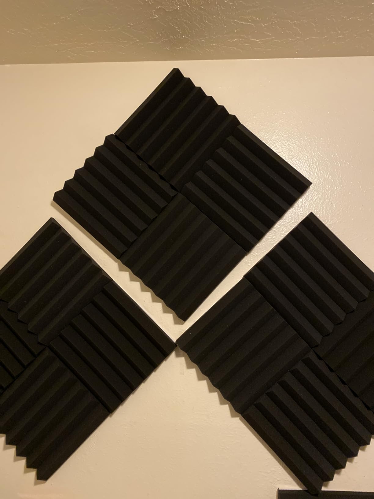 GUERRI Sound Proof Foam Panels - 12 x 12 x 2 Inches 36 Pack Wedges Acoustic Foam Panels Sound Proofing Padding for Walls and Ceiling High Density Foam Studio Foam (Black) customer photo 1