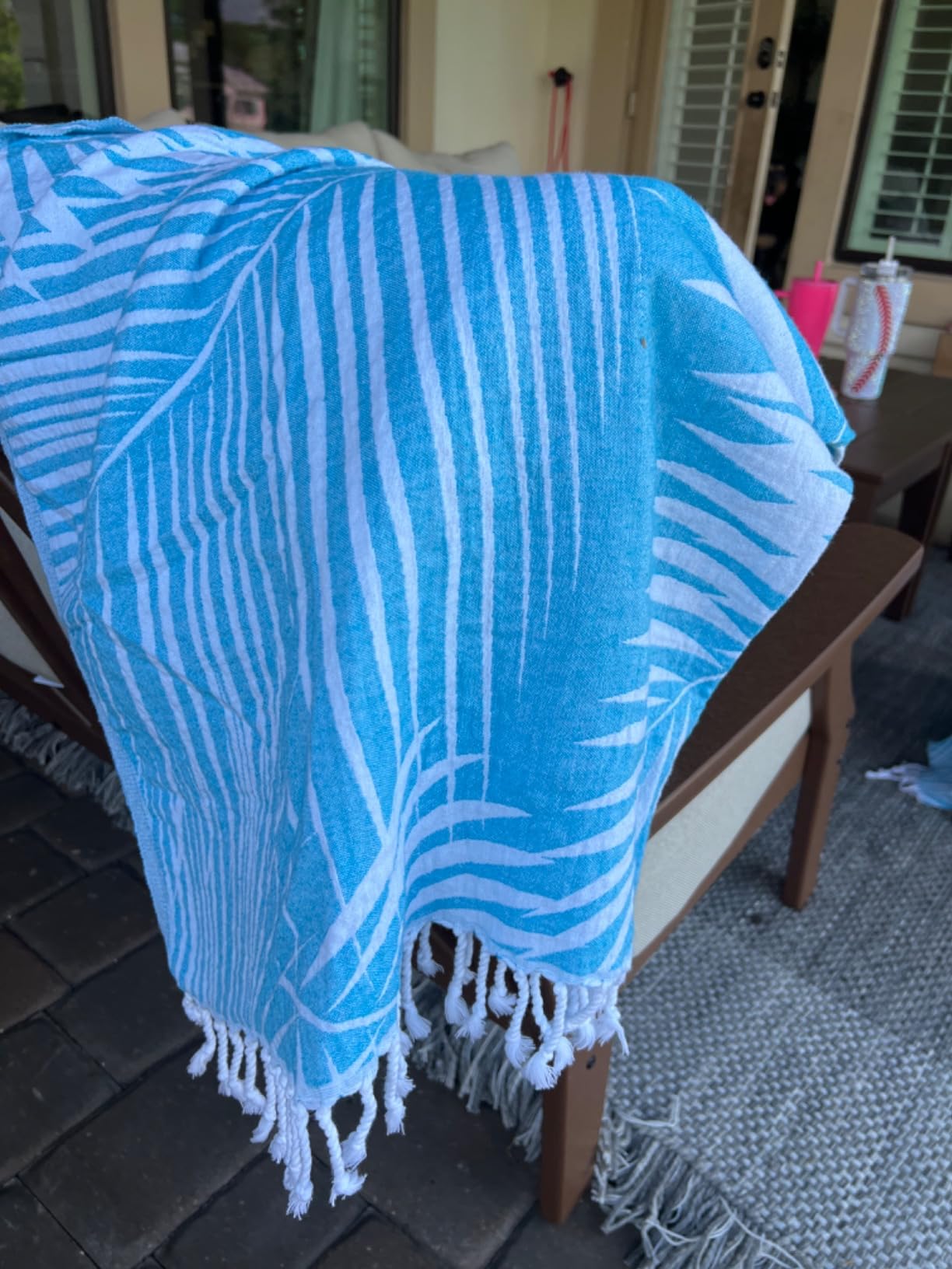 Nova Blue Surf Poncho - Navy & White Striped Surf Poncho Men - Large Adult Hooded Beach Towel Adult (33 x 44) - 100% Turkish Cotton Surf Towel Changing Robe for Surf Beach Pool and Swim customer photo 1