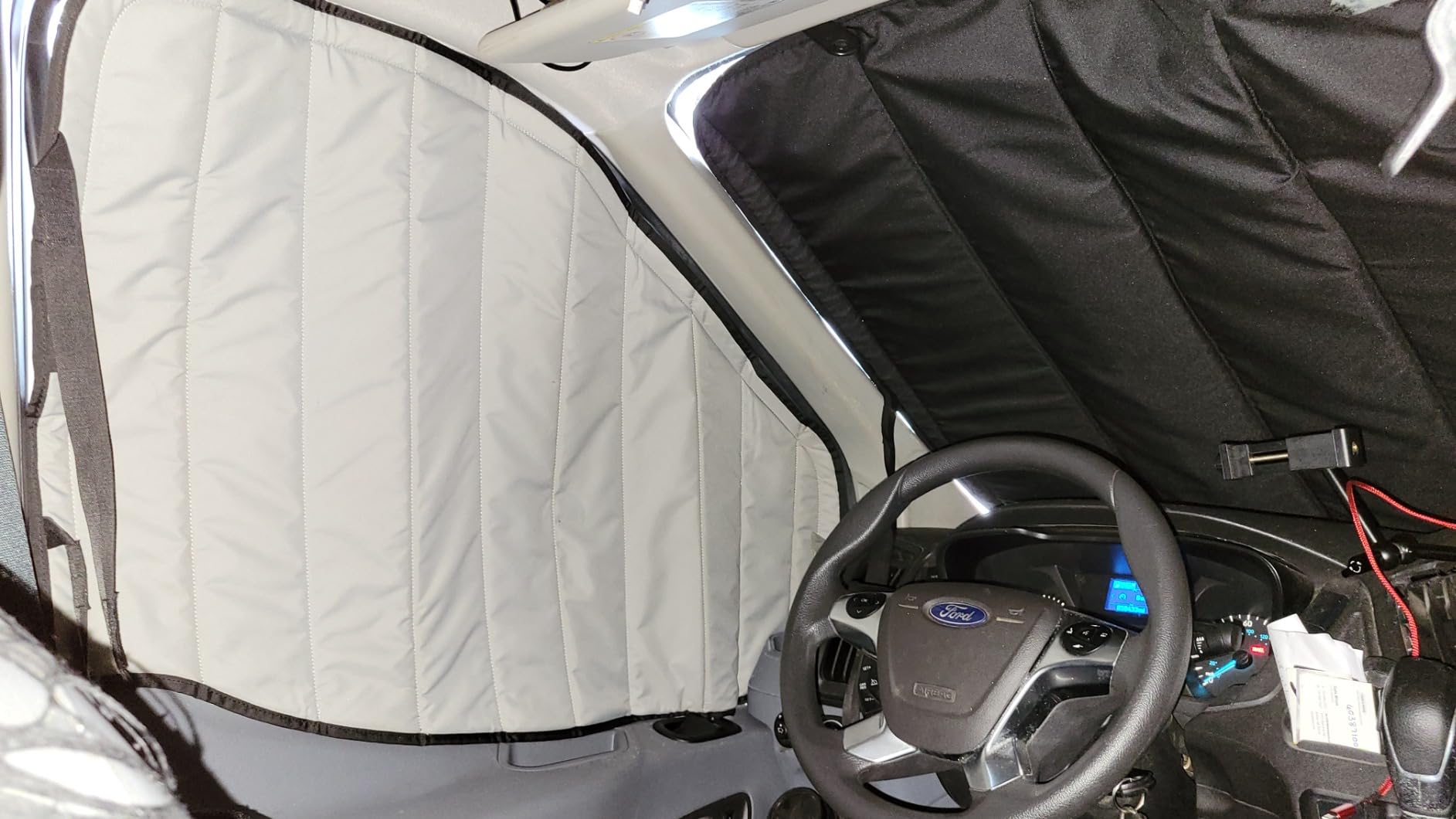 VanEssential Stealth Insulated Blackout Front Windshield Window Cover Designed for Ford Transit Van Medium and High Roof Year 2015 to Current - Charcoal Gray customer photo 1