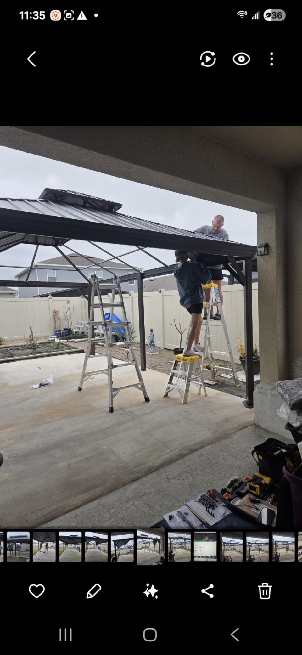 Kozyard Alexander Hardtop Aluminum Permanent Gazebo with a Mosquito Net and Privacy Sidewalls (Alexander 12'x14' (Brown) customer photo 1