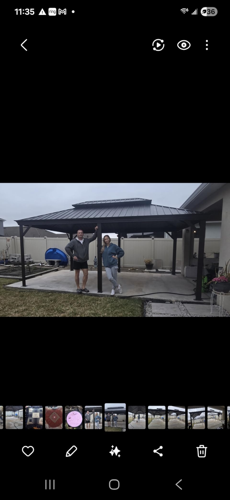 Kozyard Alexander Hardtop Aluminum Permanent Gazebo with a Mosquito Net and Privacy Sidewalls (Alexander 12'x14' (Brown) customer photo 2