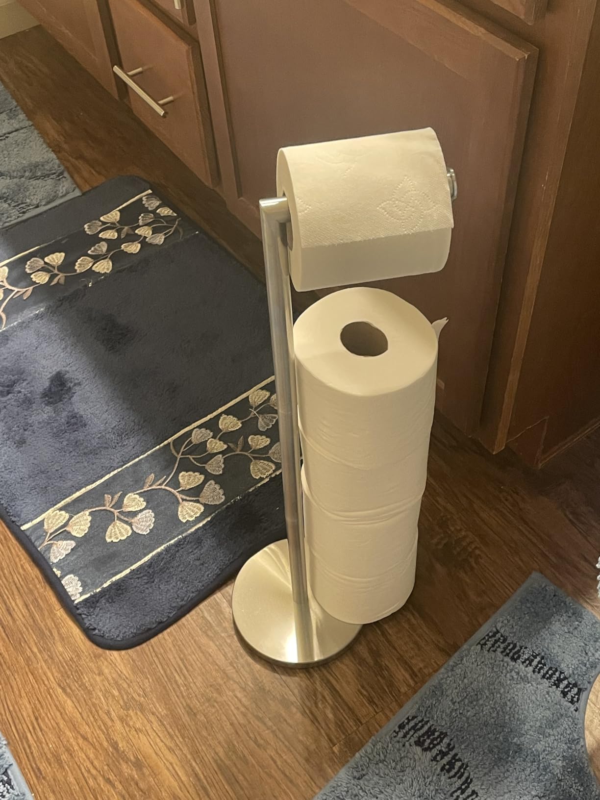 Toilet Paper Holder Stand, Brushed Nickel Toilet Paper Holder Free Standing | Stainless Steel Toilet Paper Holder for 4 Rolls, Bathroom Organizers and Storage with Anti-Slip Base and Rustproof customer photo 1