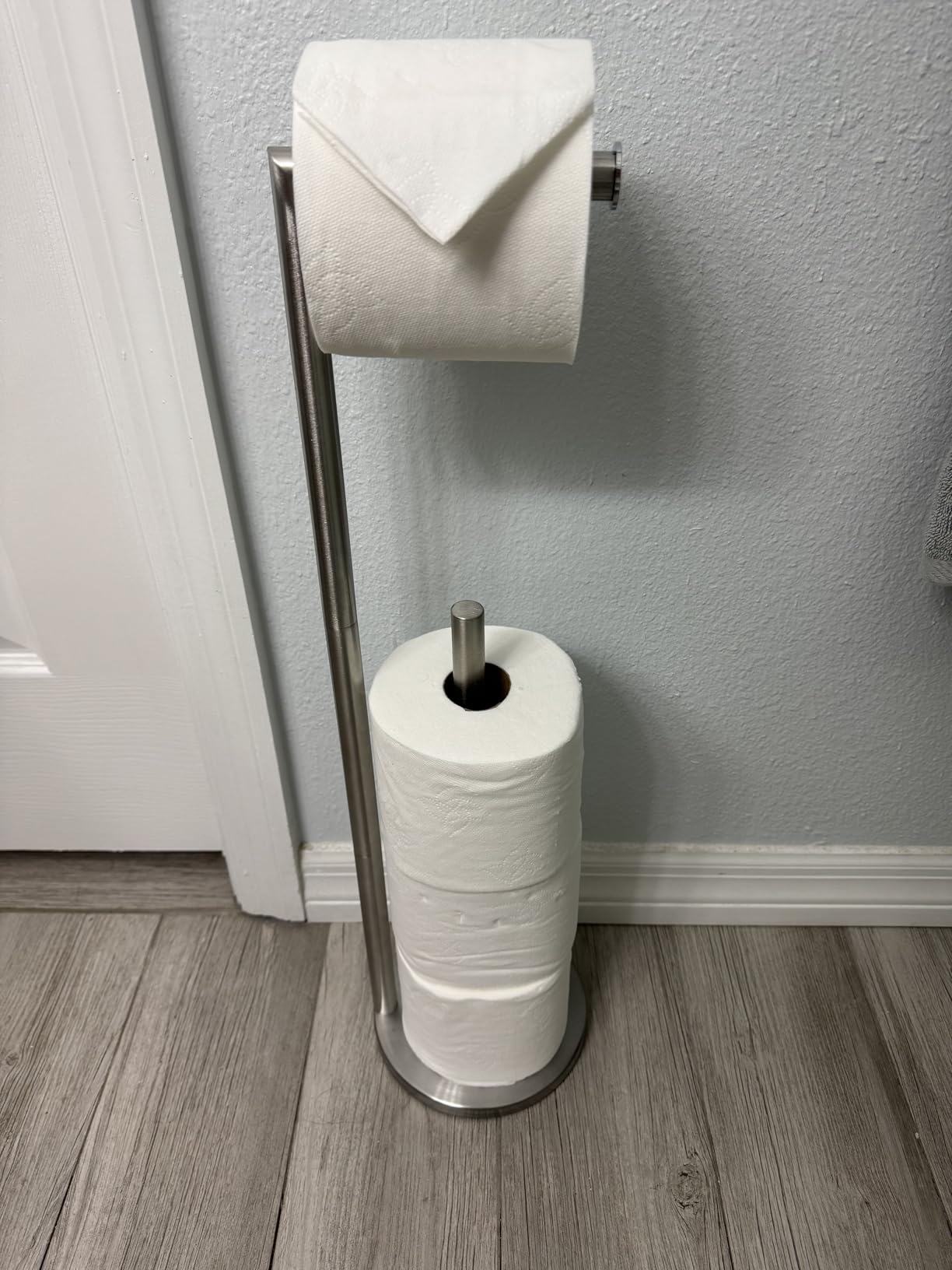 Toilet Paper Holder Stand, Brushed Nickel Toilet Paper Holder Free Standing | Stainless Steel Toilet Paper Holder for 4 Rolls, Bathroom Organizers and Storage with Anti-Slip Base and Rustproof customer photo 2