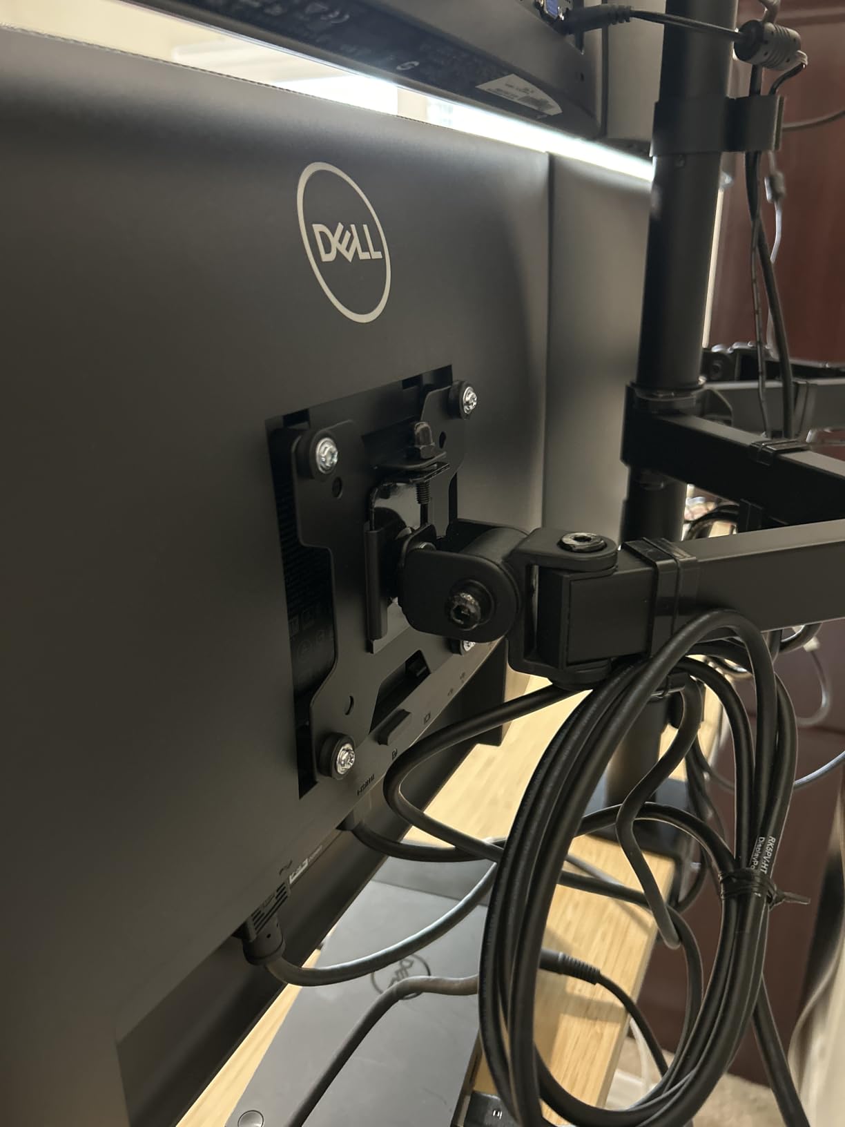 MOUNTUP Triple Monitor Stand, Height Adjustable Monitor Desk Mount Fit for 17 to 32 Inch Computer Screens, Stacked Monitors Arm for 3 Monitors, with C-Clamp and Grommet Base, up to 17.6lbs per Arm customer photo 2