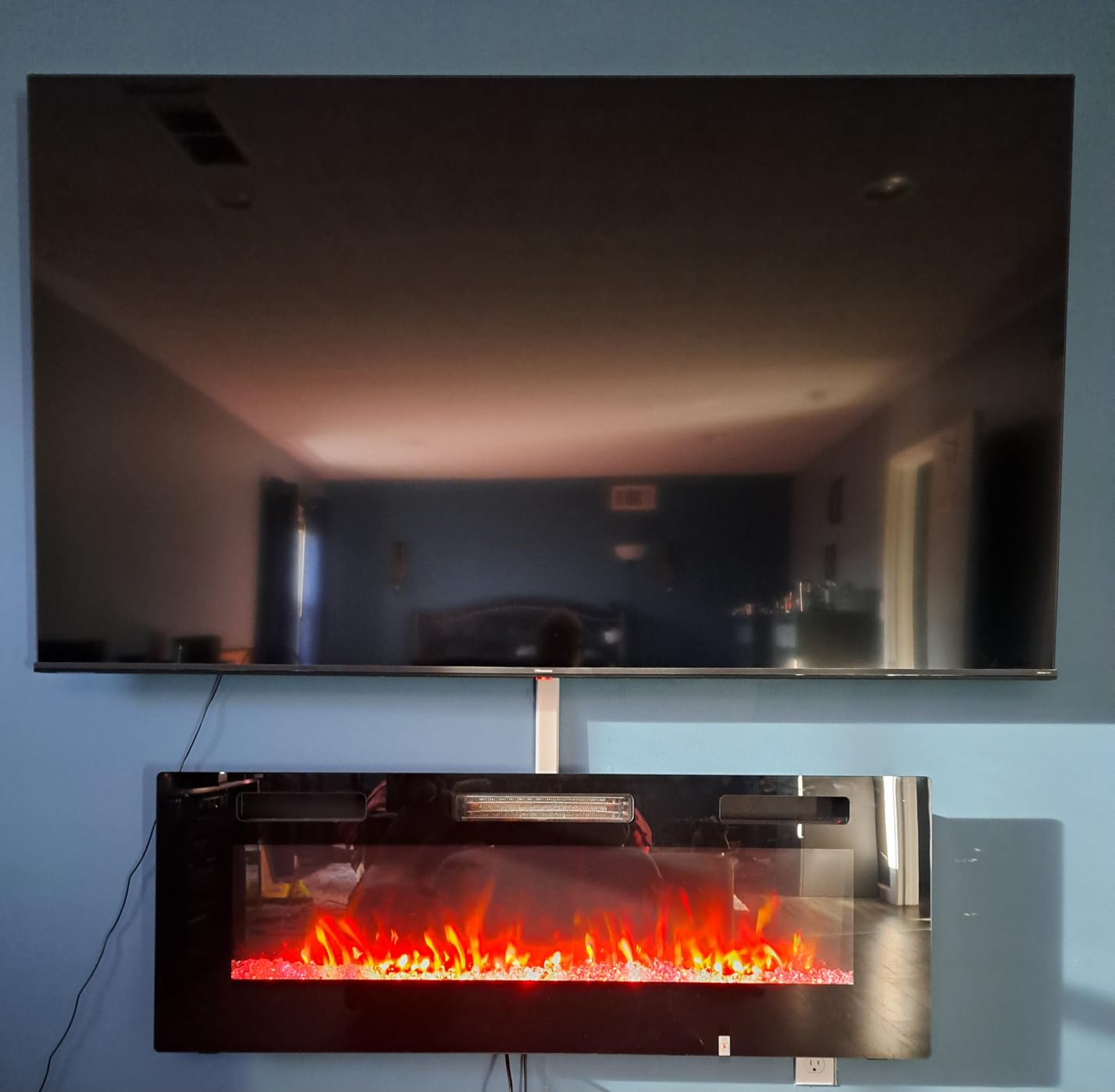 Vitesse 72 Inch Ultra Thin Electric Fireplace - Narrow Bezel Linear Fireplace Heater Recessed Wall Mounted, Remote and Screen Control, 8H Sleep Timer, Low Noise, 750/1500W for Living Room, Bedroom customer photo 1