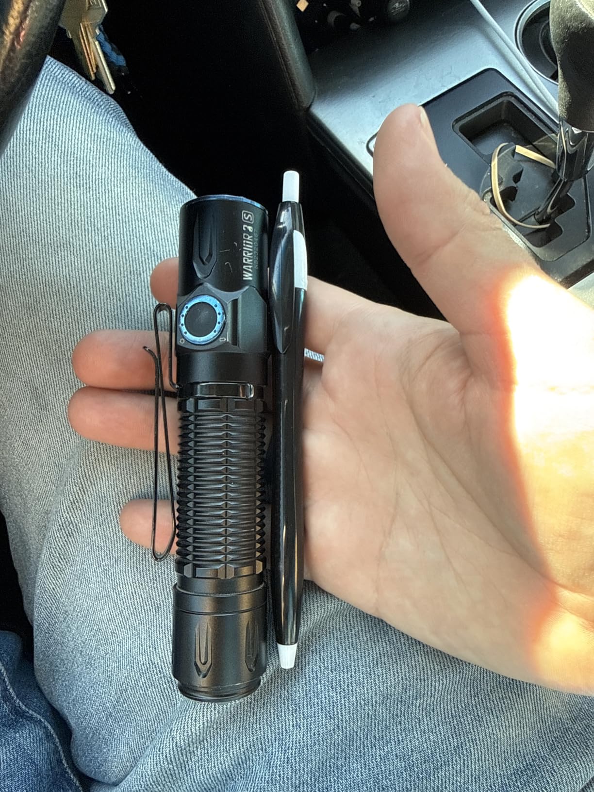 OLIGHT Warrior 3S 2300 Lumens Rechargeable Tactical Flashlight, Compact Dual-Switches LED Bright Light with Proximity Sensor, Powered by Customized Battery for Emergency and Searching (OD Green) customer photo 1