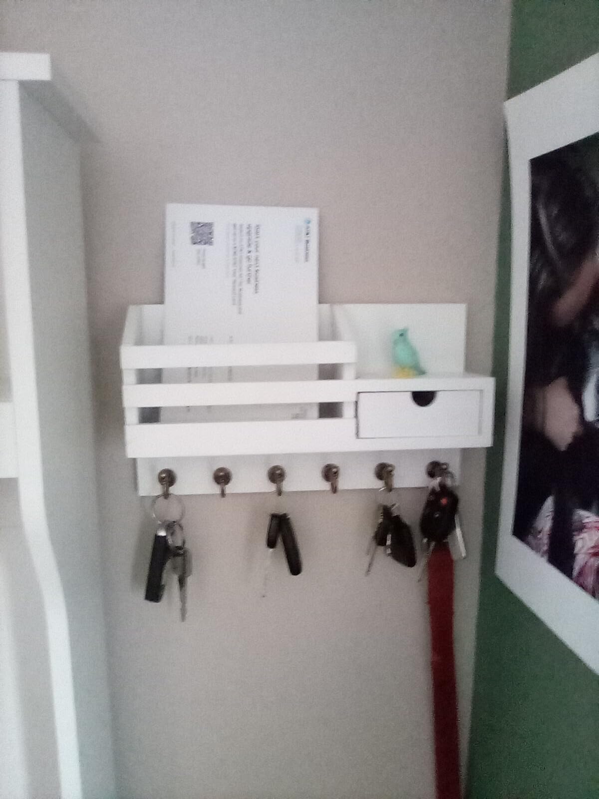 FifthQuarter Key and Mail Holder for Wall, Mail Organizer Wall Mount with 6 Hooks and Storage Drawer customer photo 1