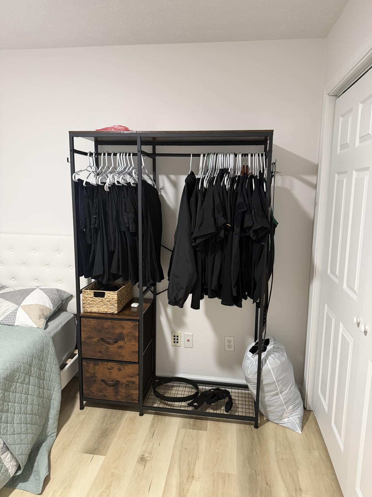 Lulive Clothes Rack, Heavy Duty Garment Rack for Hanging Clothes, Industrial Clothing Racks with Shelves, 2 Fabric Drawers, 4 Hooks, 2 Hanging Rods, Freestanding Closet Organizer customer photo 1