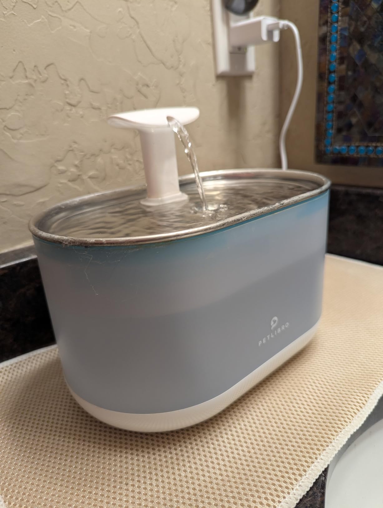 PETLIBRO Cat Water Fountain Stainless Steel, Ultra Quiet, 71fl oz/2.1L Automatic Cat Fountain, Two Flow Modes, BPA-Free Capsule Metal Healthy Pet Water Fountain for Cats Inside with 4 Large Filters customer photo 1