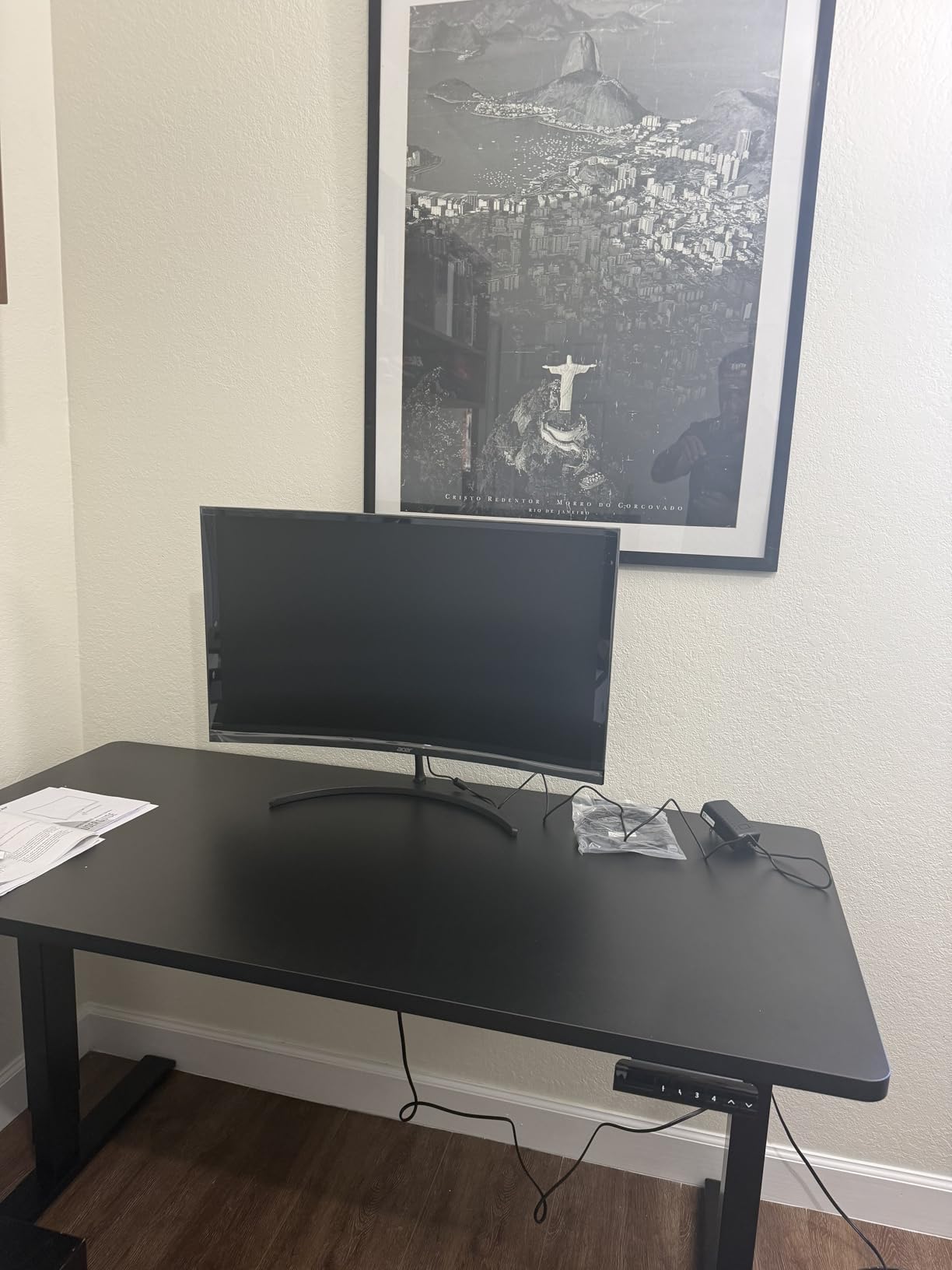 FLEXISPOT E6 3-Stage Dual Motor Electric Standing Desk 55 x 28 Sit Stand Up Desk, Holds 220 lbs, Adjustable Height w/ Memory Presets, One-Piece White Desktop & White Frame, Ships in 2 Boxes customer photo 1