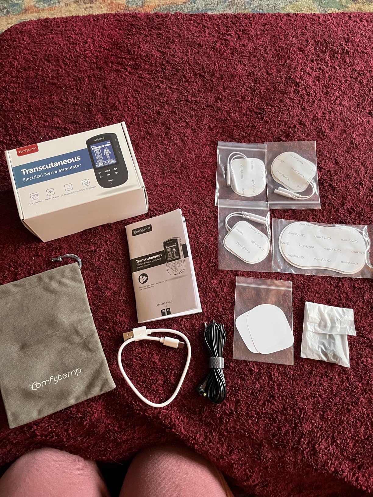 Comfytemp TENS Unit Muscle Stimulator for Pain Relief Therapy, TENS Machine with 24 Modes and DIY, Dual Channel EMS Unit, Pulse Muscle Massager for Back, Shoulder, Sciatica, Arm, 10 Electrode Pads customer photo 1