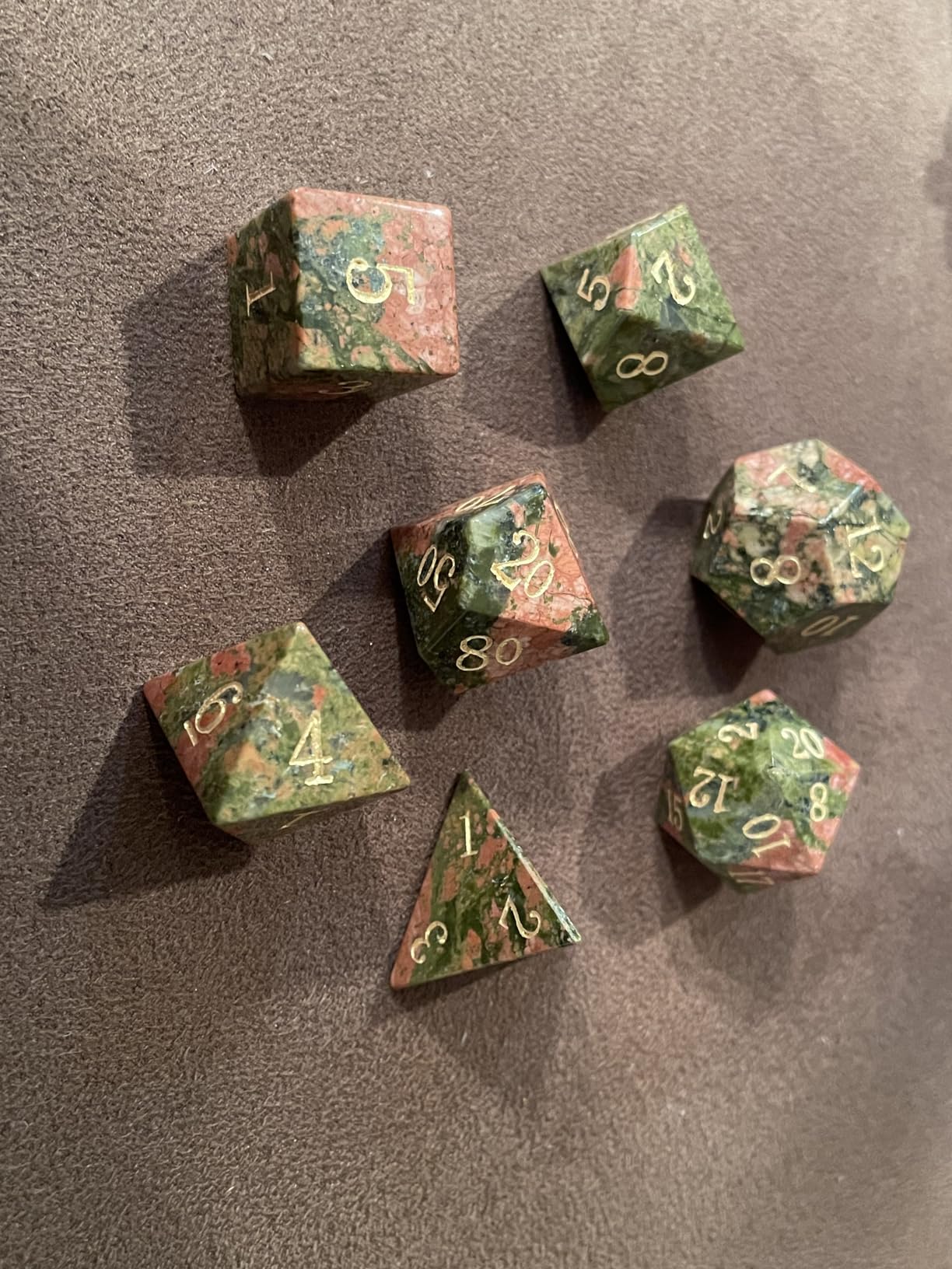 Haxtec Moonstone Dice Labradorite Gemstone Polyhedral DND Dice Set with Premium Dice Case Compatible with Dungeons and Dragons Role Playing Board Games D&D Gift customer photo 2