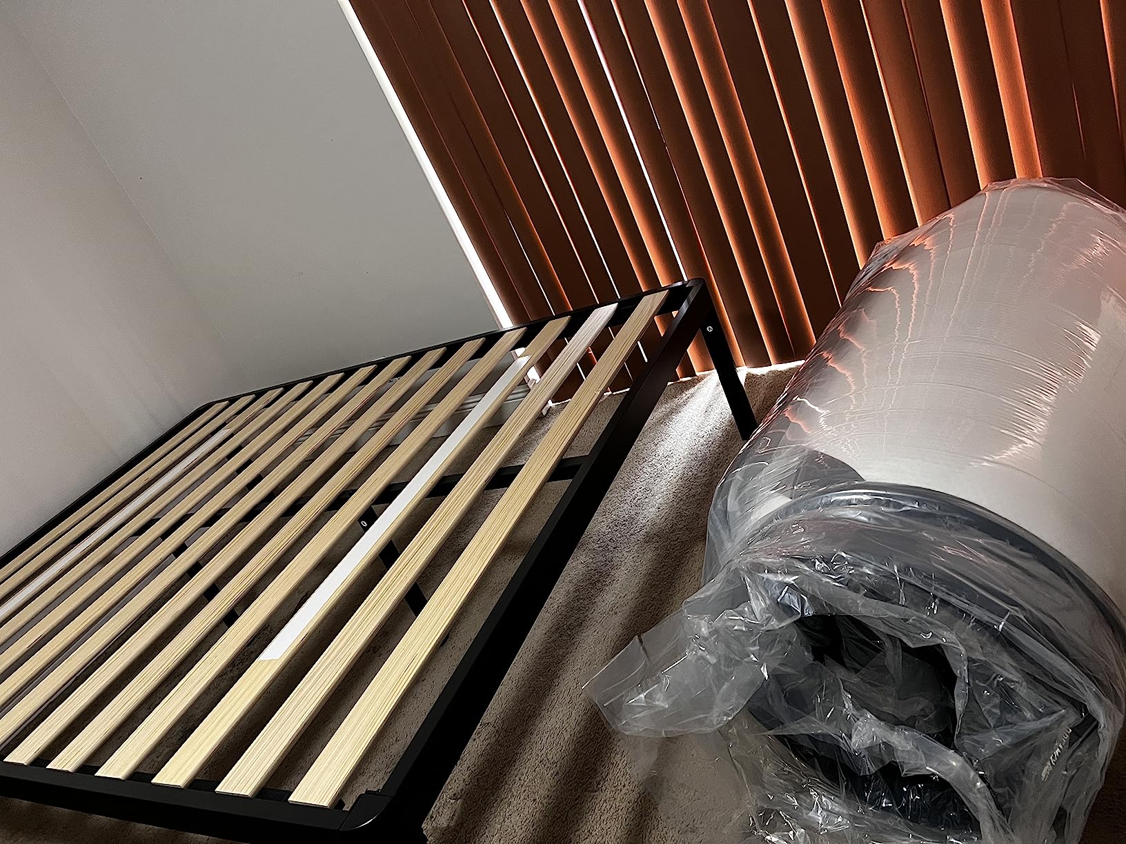 MAF 14 Inch Full Size Platform Bed Frames with Wooden Slats, Black 3500 Lbs Heavy Duty Metal Bed Frame with Anti-Collision Round Legs customer photo 1