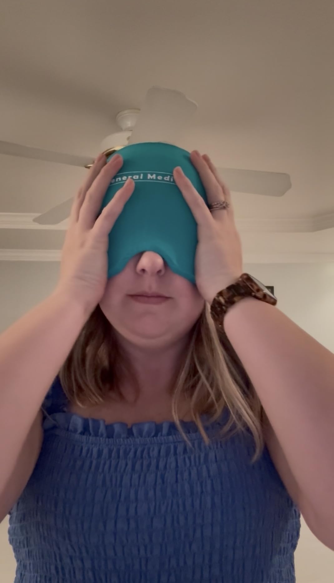 General Medi Headache & Migraine Ice Wrap Cap, Cold Therapy Migraine Relief Hat, Headache Ice Hat Cold Compress, Great for Puffy Eyes, Tension, Sinus & Stress Relief (Blue) customer photo 1