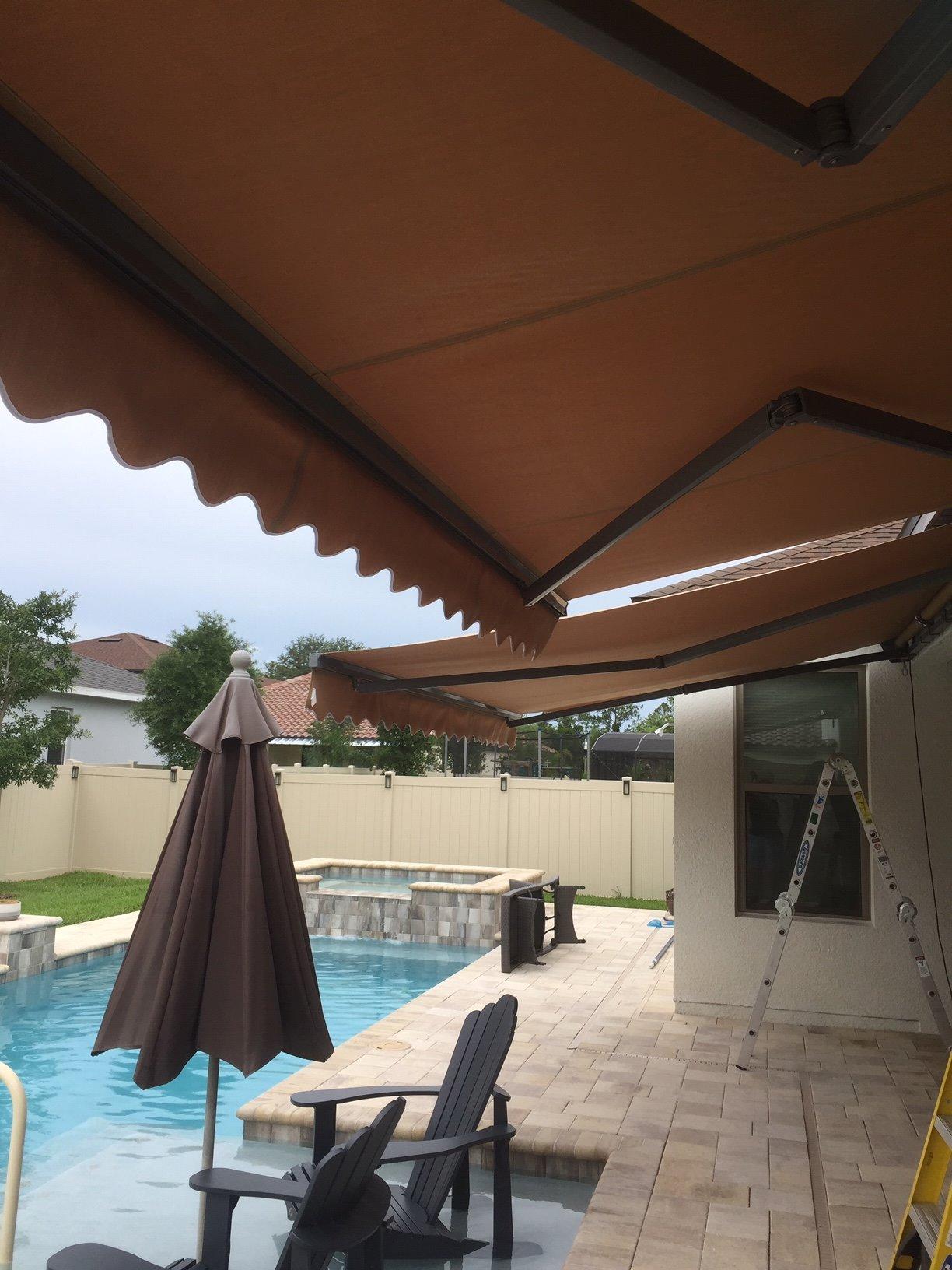 ADVANING Classic Series 16'X10' Electric Retractable Awning, 100% Acrylic UV+ Sun Shade Canopy, Indigo & Black (Dutch Weave), EA1610-A202H customer photo 2