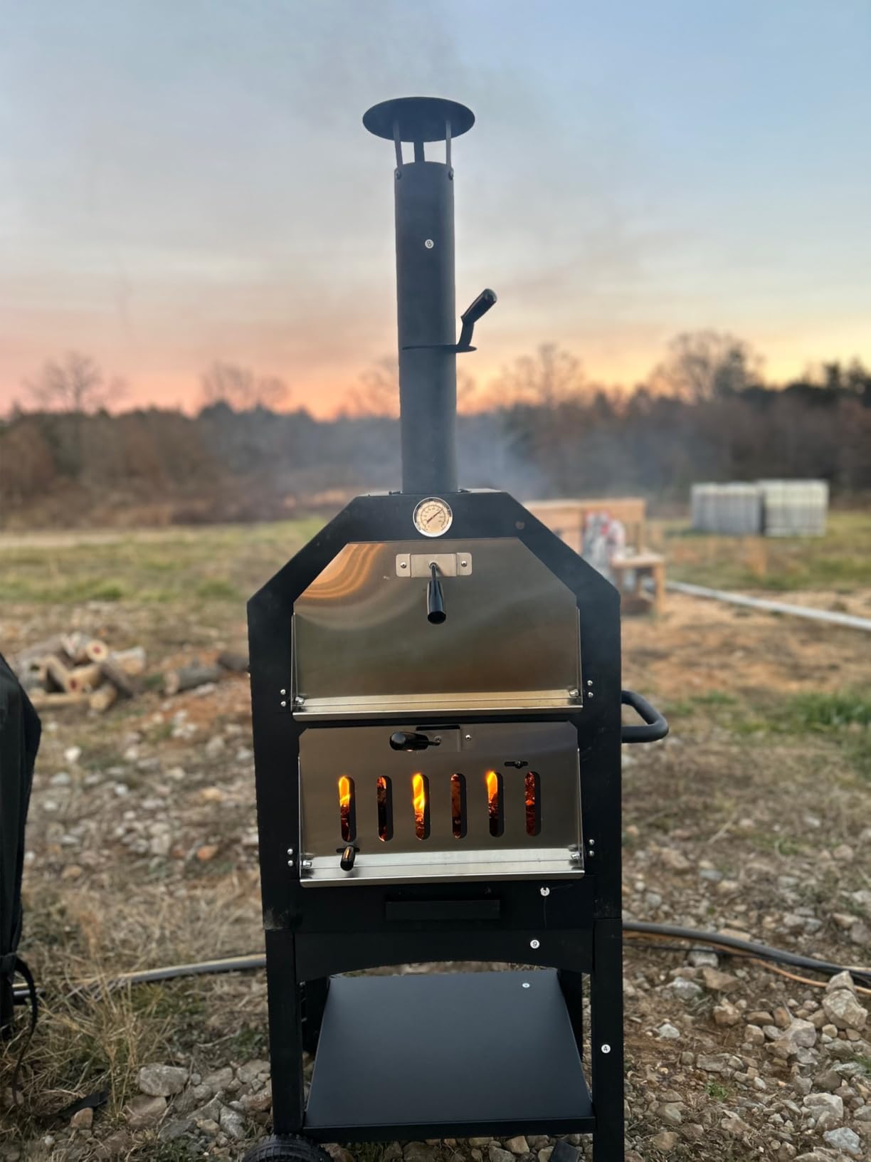EDOSTORY Outdoor Pizza Oven, Wood Fired for Outside, Patio Maker With Stone, Peel, Grill Rack, and Waterproof Cover for Backyard Camping customer photo 1