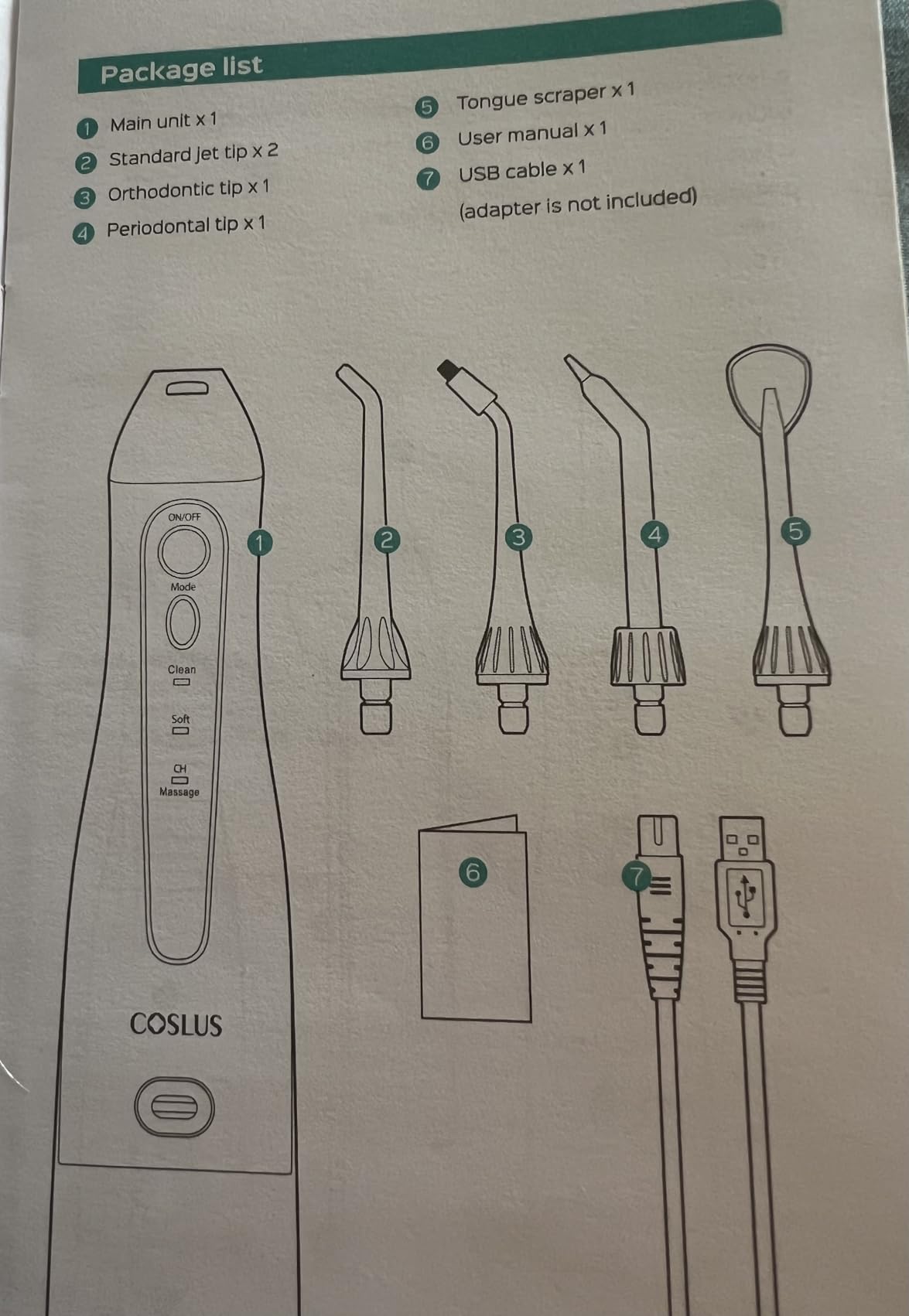 COSLUS Water Dental Flosser Teeth Pick C20: ADA Accepted, Portable Cordless Oral Irrigator 300ML Rechargeable Travel Irrigation Cleaner IPX7 Waterproof Electric Flossing Machine for Teeth, Black customer photo 1