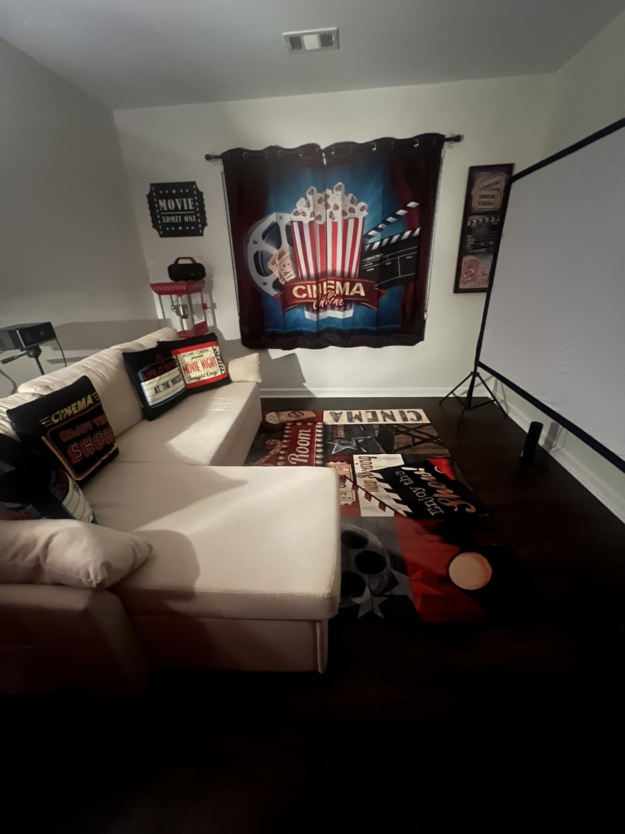 Vintage Home Theater Red Cinema Movie Theater Area Rugs Home Decor Floor Mat Non-Slip Carpets Throw Rugs Doormat Door Mats Floor Mat Movie Room Decor for Living Room Bedroom Bathroom 5'x7' customer photo 2