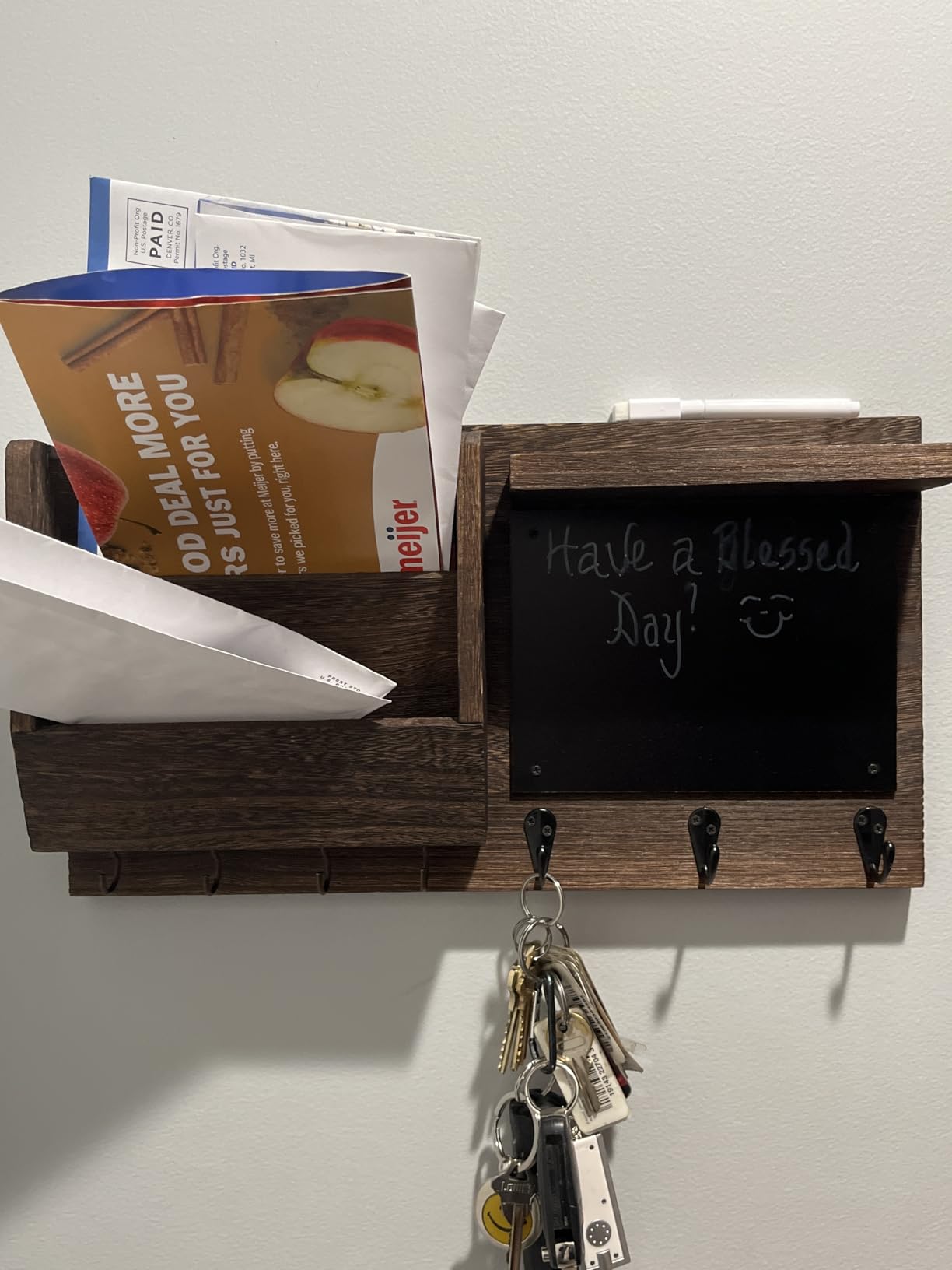Key Holder for Wall - Mail Holder Organizer Wall Mount with Shelf - Hanging Key Rack Hanger with Hooks customer photo 2