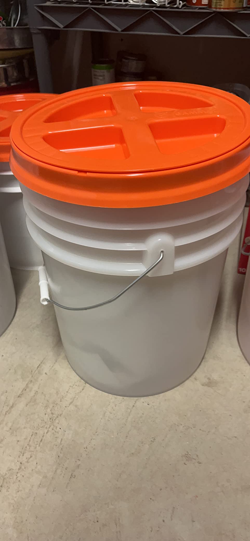 Consolidated Plastics 3.5 Gallon White Food Grade Buckets + Blue Gamma Seal Lids, BPA Free Container Storage, Durable HDPE Pails, Made in USA (3 Pack) customer photo 2