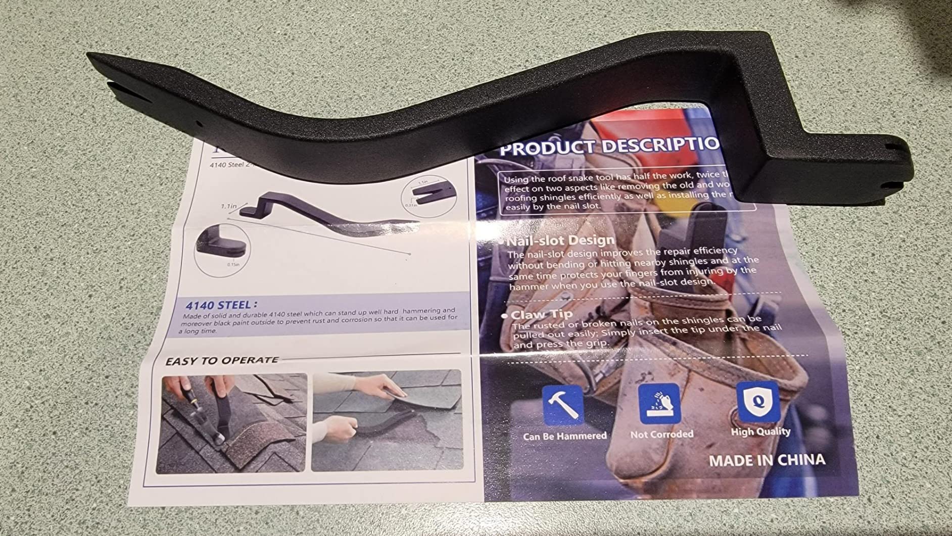 Shingle Removal tool, Heavy Duty Roof Tool For Safe Roof Shingles Replacement, Nail Puller for Roof Panel Installation and Removal customer photo 2