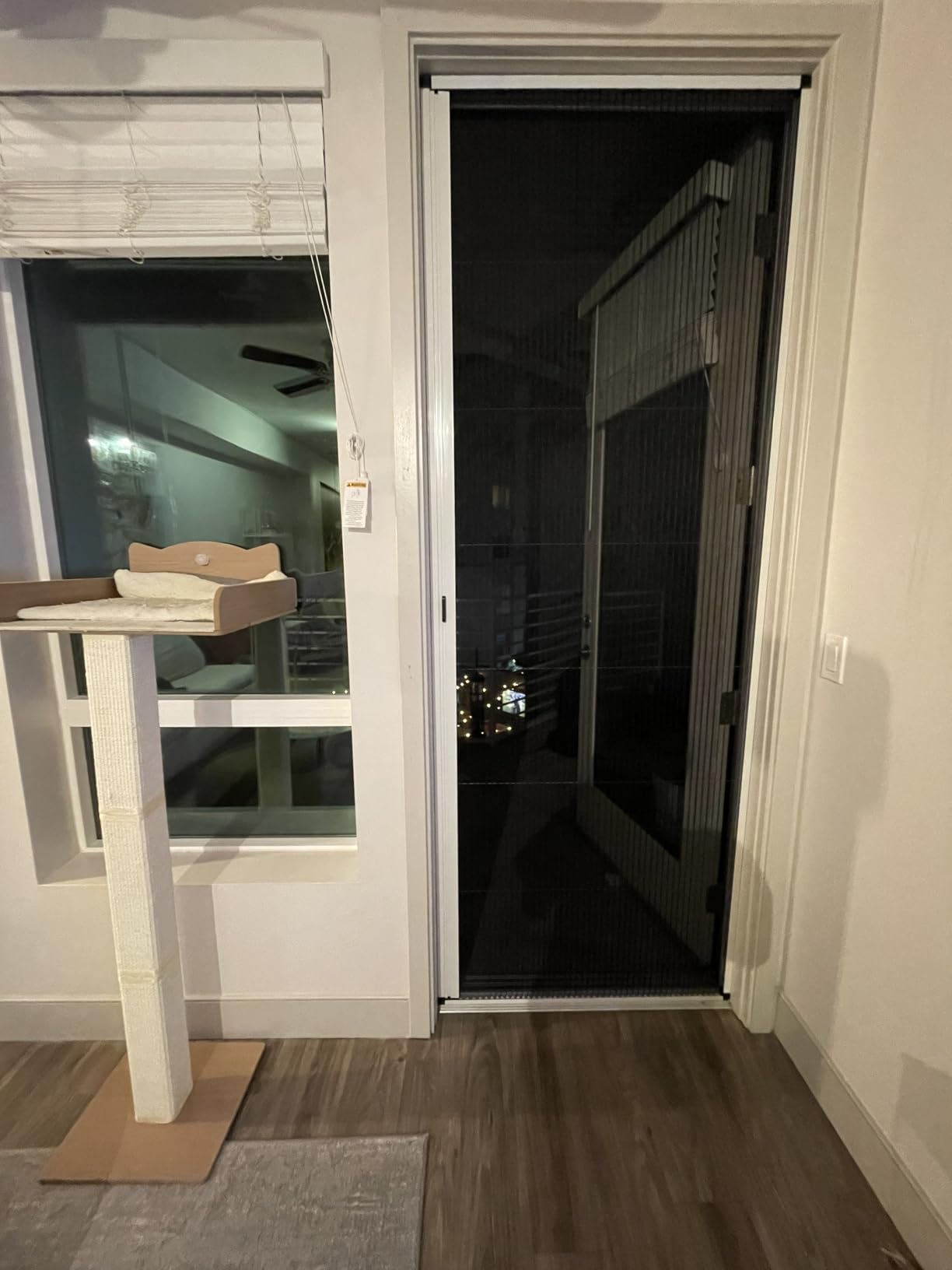 MaKefeile No-Drilling Retractable Screen Door, Folding Sliding Screen Doors with Aluminum Frame for Patio French Front Door Bedroom kitchen, Custom Screen for Single/Double Door, Customize Size, White customer photo 1