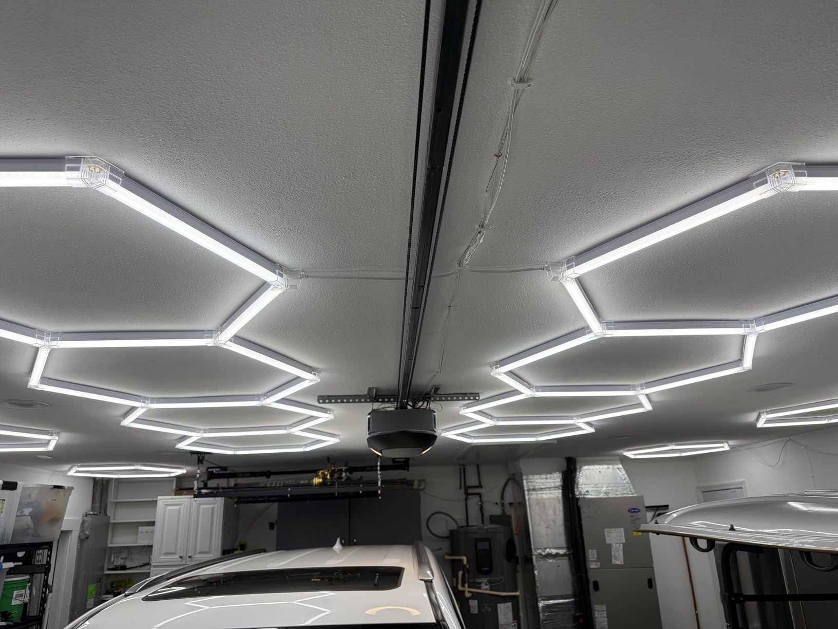MODERN Hexagon Garage Light: Higher Brightness 720W 86400 Lumens Hexagon Led Garage Light with Rectangle Frame 6500K for Garage, Basement, Warehouse, Auto Beauty Shop, Car Detailing Shop etc. customer photo 1