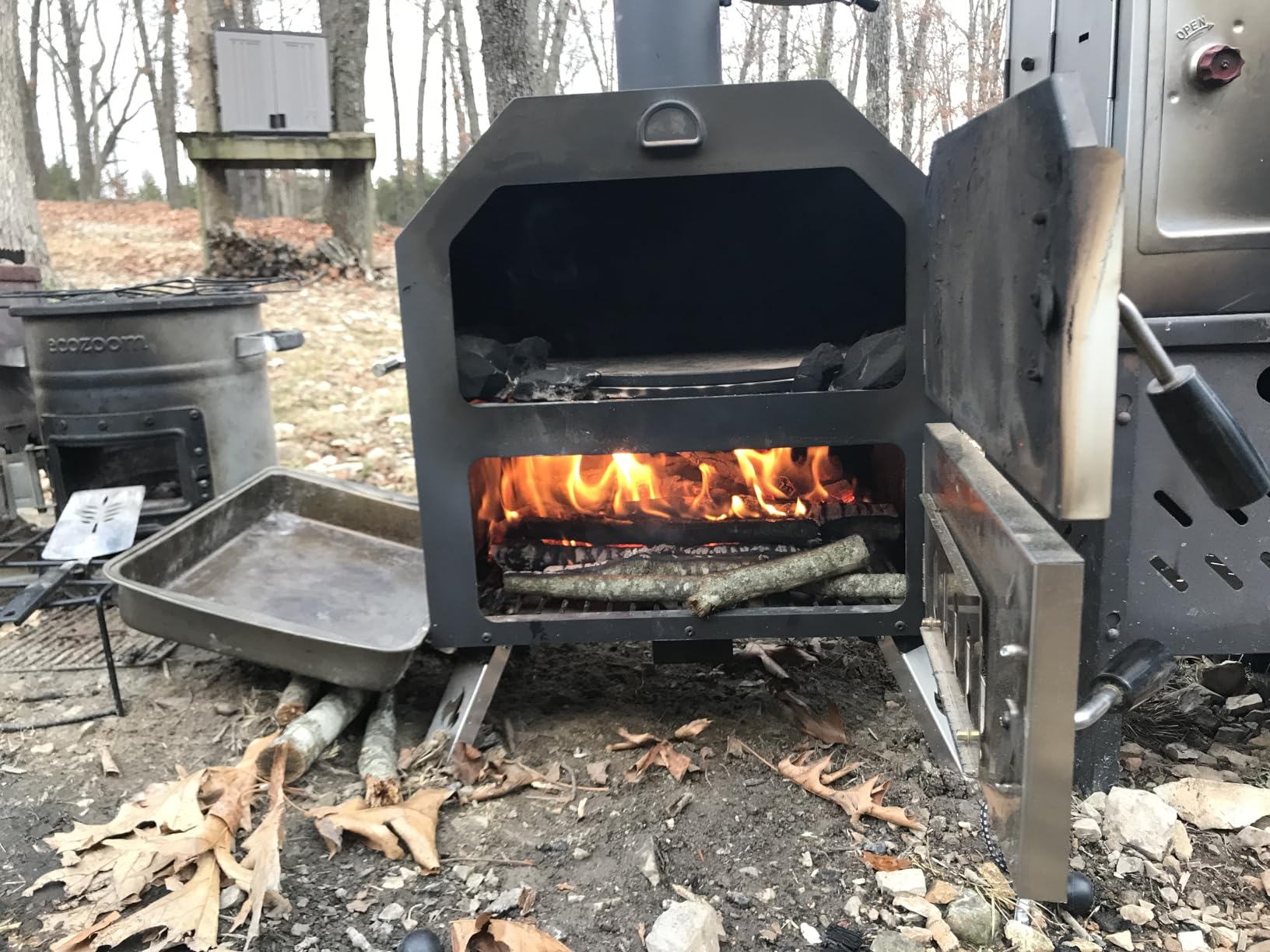 Outdoor Pizza Oven Wood Fired Pizza Oven Patio Portable Pizza Maker Cooking Grill with Wheels Waterproof Cover for Backyard Camping customer photo 2