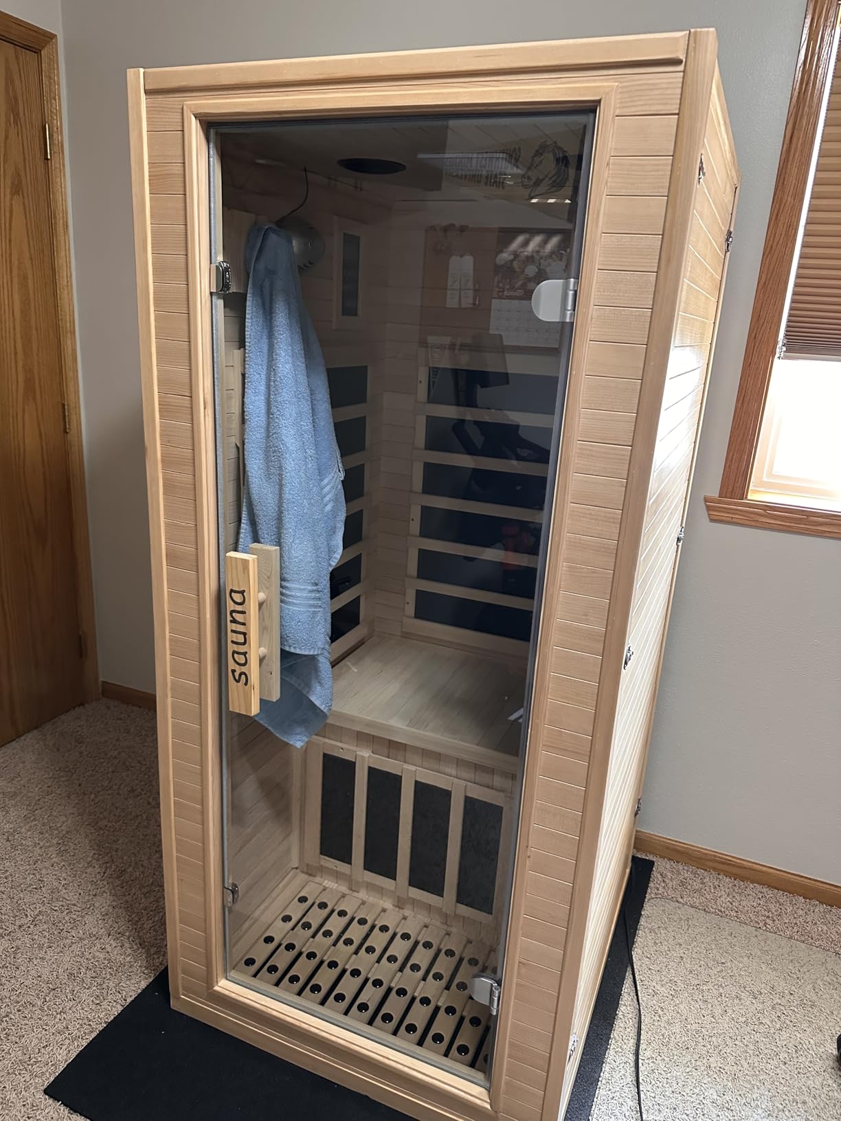 Homsido Infrared Home Sauna Room 1 Person Hemlock Wooden Indoor Dry Sauna, Low EMF 1200W/110V Heaters Panels, LCD Control Panel, 10 Minutes Pre-Warm up customer photo 1