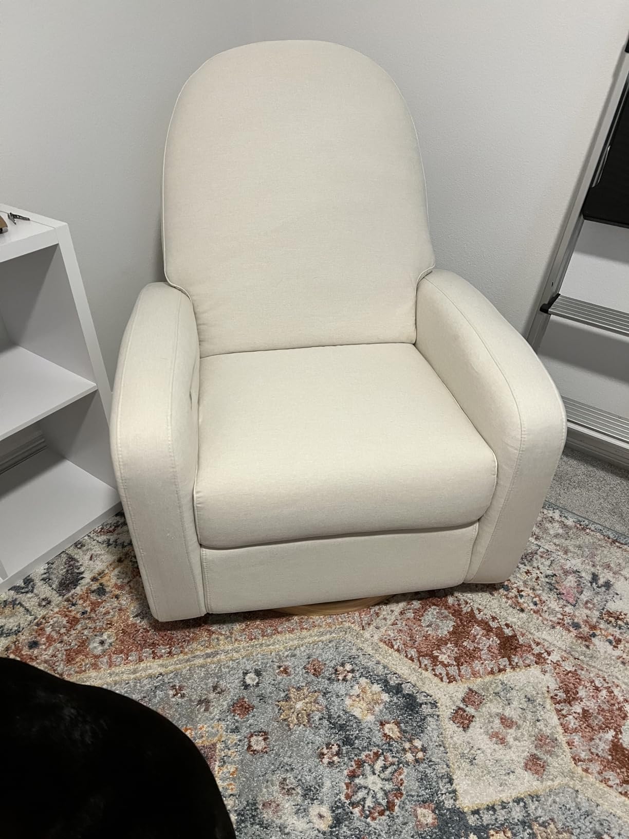 Babyletto Nami Electronic Power Recliner and Swivel Glider with USB Port in Ivory Boucle with Light Wood Base, Greenguard Gold and CertiPUR-US Certified customer photo 1