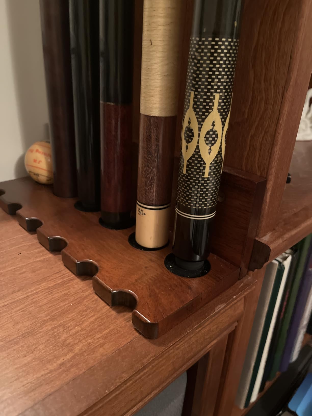 GoSports Wall Mounted Pool Cue Stick Holder - Holds 6 Cues and 2 Triangle Racks - Multiple Colors Available customer photo 1