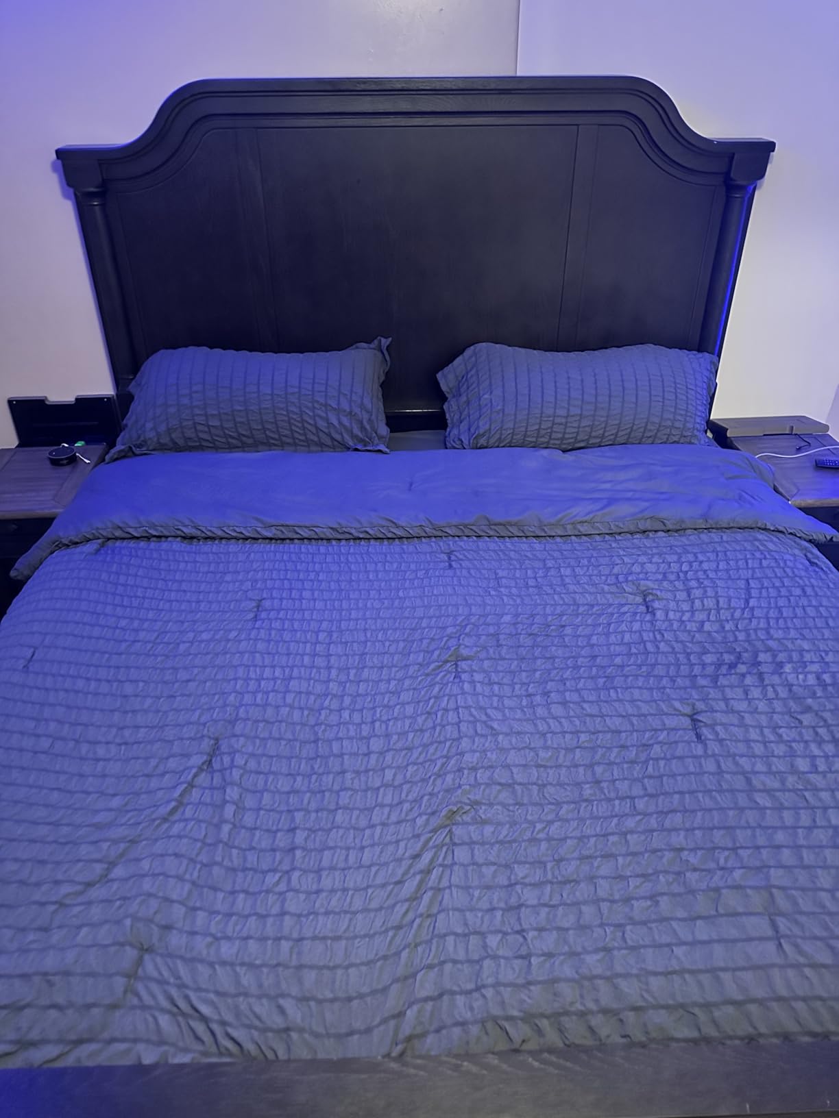 HYMOKEGE Queen Comforter Set Seersucker 7 Pieces, All Season Luxury Bed in a Bag for Bedroom, Bedding Set with Comforters, Sheets, Pillowcases & Shams, Dark Grey customer photo 2