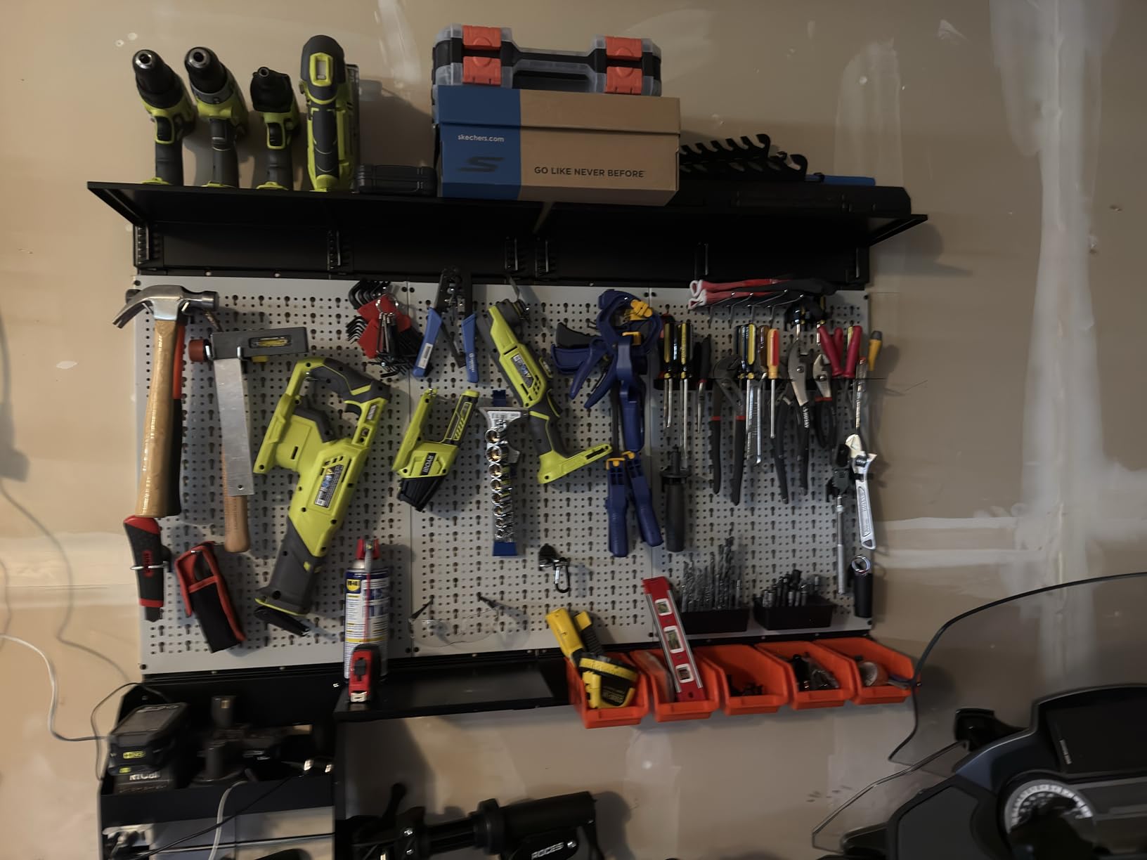 TORACK Metal Pegboard Wall Organizer 4ft Wide, Tool Storage Pegboard System for Garage with Accessories, Wall Mount Storage Bins, Shelves, Peg board Tool Organizer Kit for Workbench customer photo 1