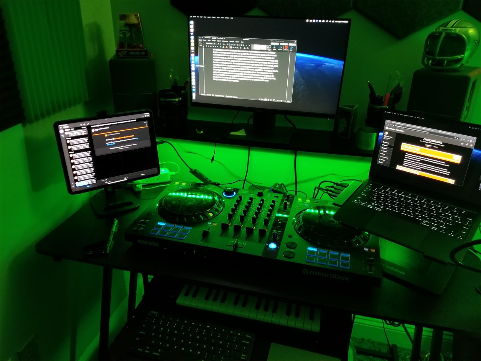 Armocity Music Studio Desk, Music Production Workstation with Power Outlets, Recording Studio Table Desks Music Producer for Home, Black customer photo 2