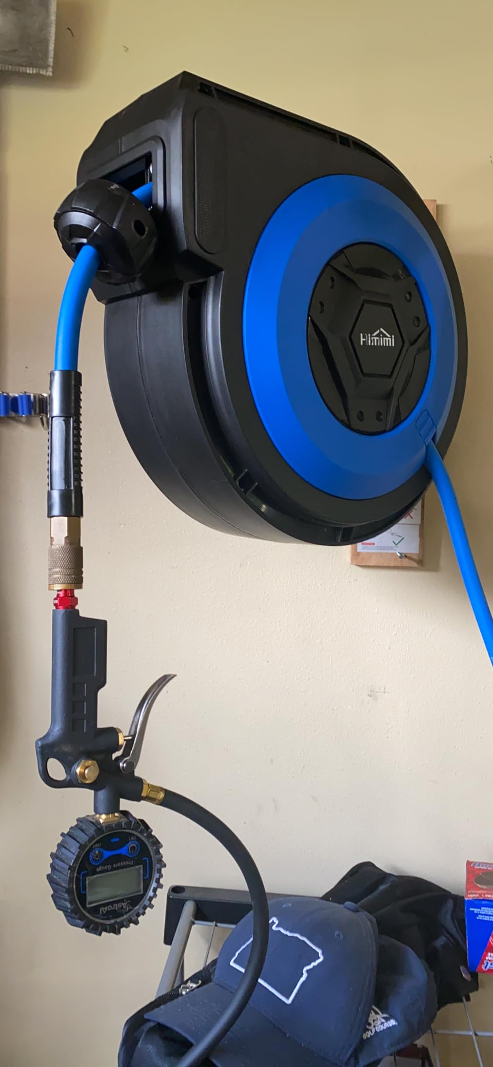 80FT + 6.5FT Retractable Air Hose Reel, Wall Mount Pneumatic Hose Reel for Garage Workshop, Automatic Rewind, 3/8