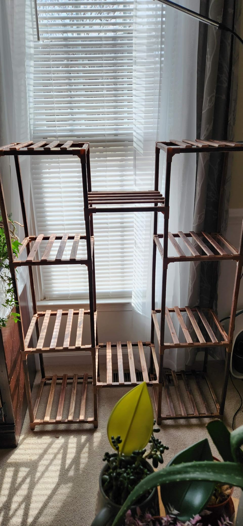 Bamworld Plant Stand Indoor Outdoor Tall Plant Shelf for Multiple Plants Pots Wood Flower Stand Large Flower Holder for Living Room, Patio, Balcony, Garden Decor, Brown customer photo 1