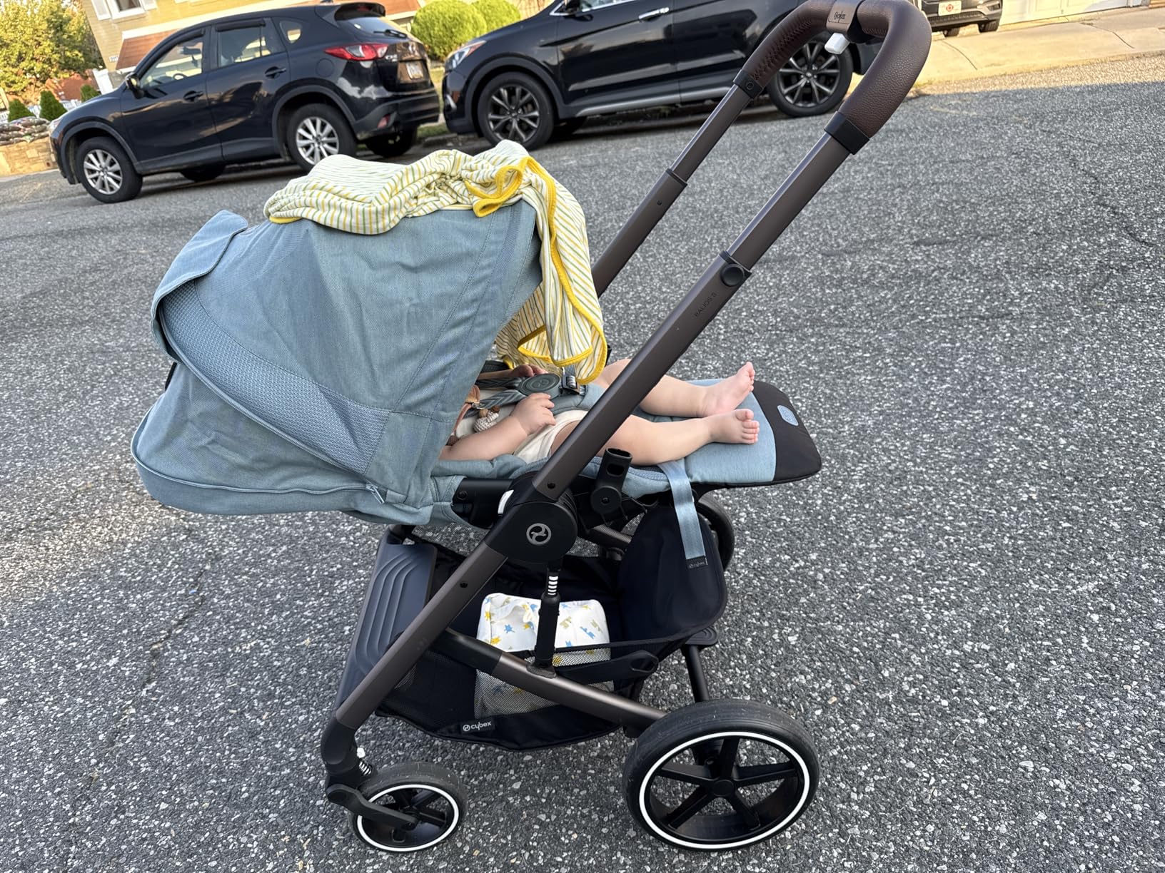 CYBEX Balios S Lux Toddler and Baby Stroller with Reversible Seat, Unique One-Pull Harness, and Multiple Recline - Travel System Ready, with One Hand Fold, Silver Frame/Ocean Blue Seat customer photo 1