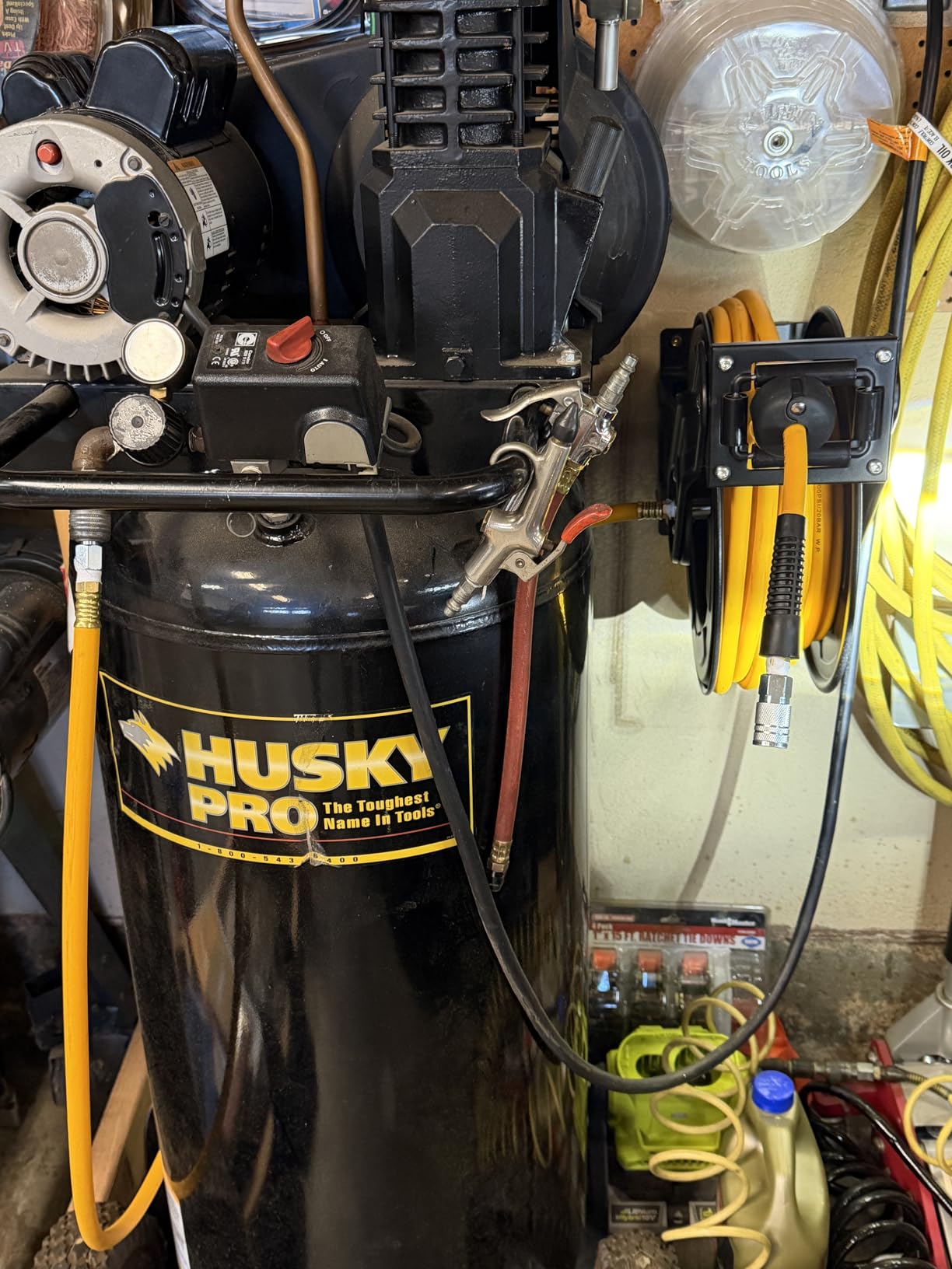Premium Steel Retractable Air Hose Reel With Dual Arm, 3/8